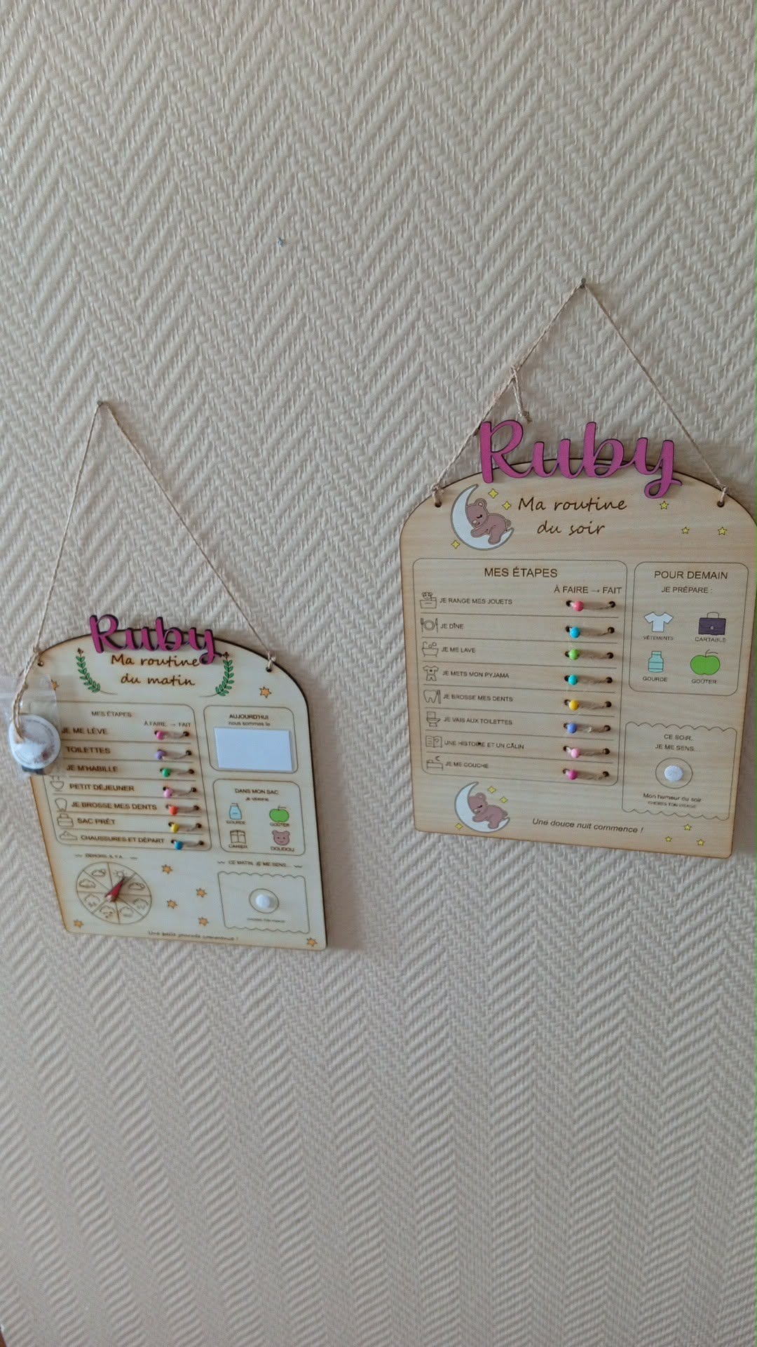 Tableau de routine enfant en bois – Matin, Soir ou Duo — visuel 4