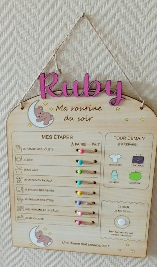 Tableau de routine enfant en bois – Matin, Soir ou Duo — visuel 3