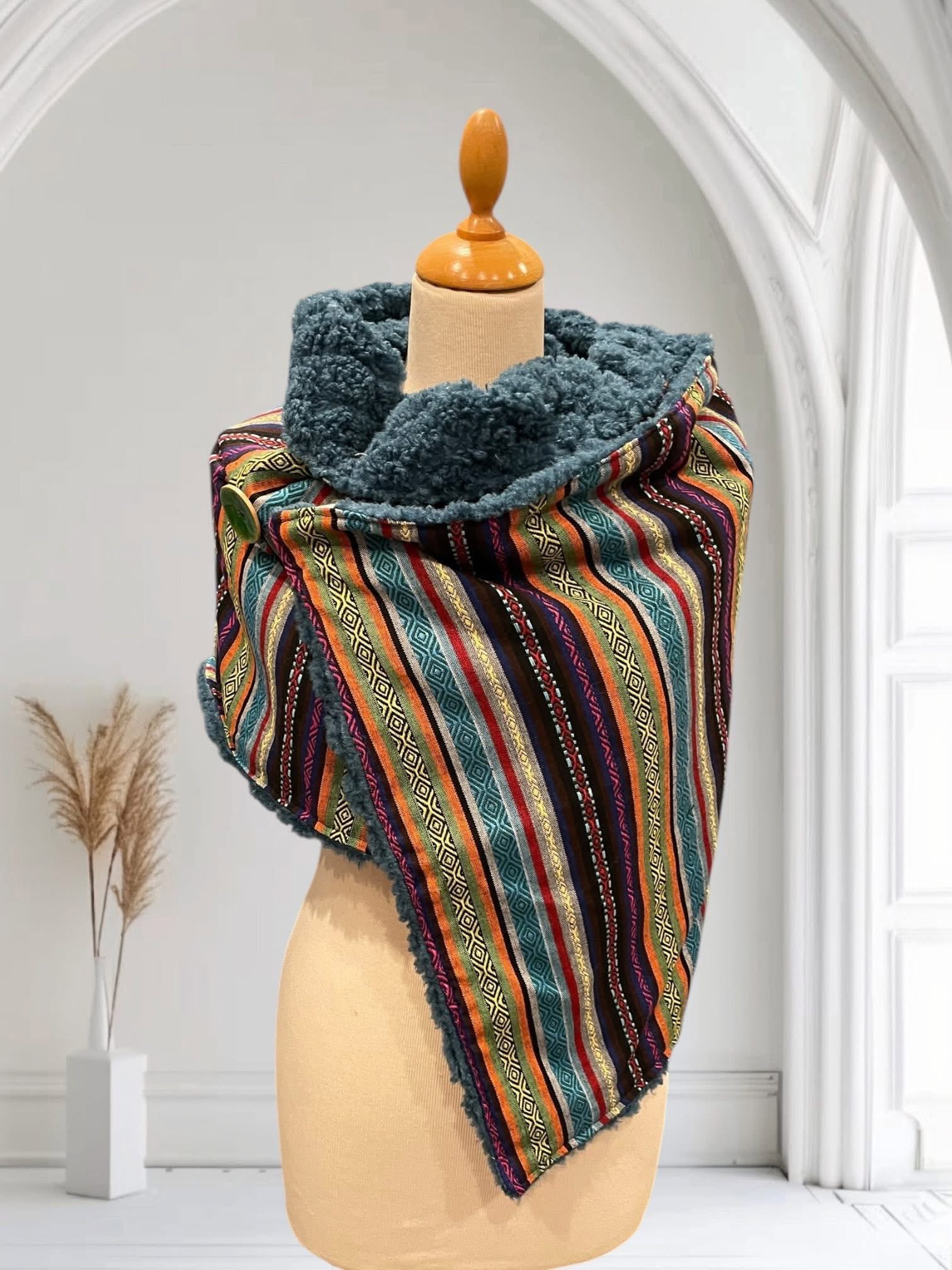 écharpe châle oversize motif bayadère — visuel 1