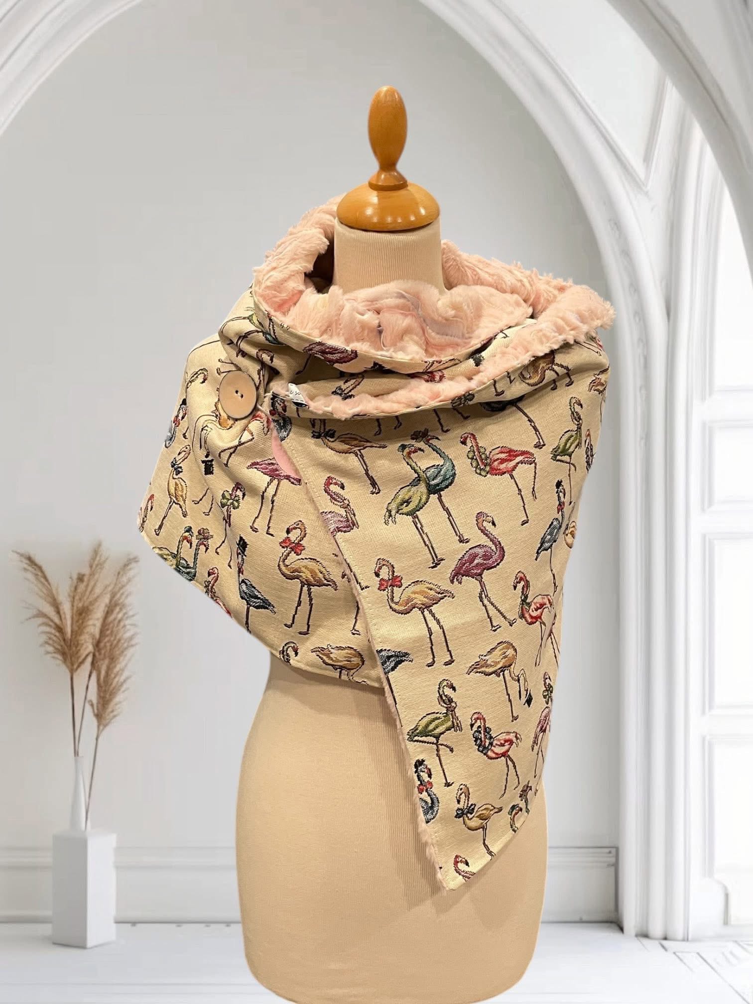 écharpe, châle oversize flamants roses — visuel 1