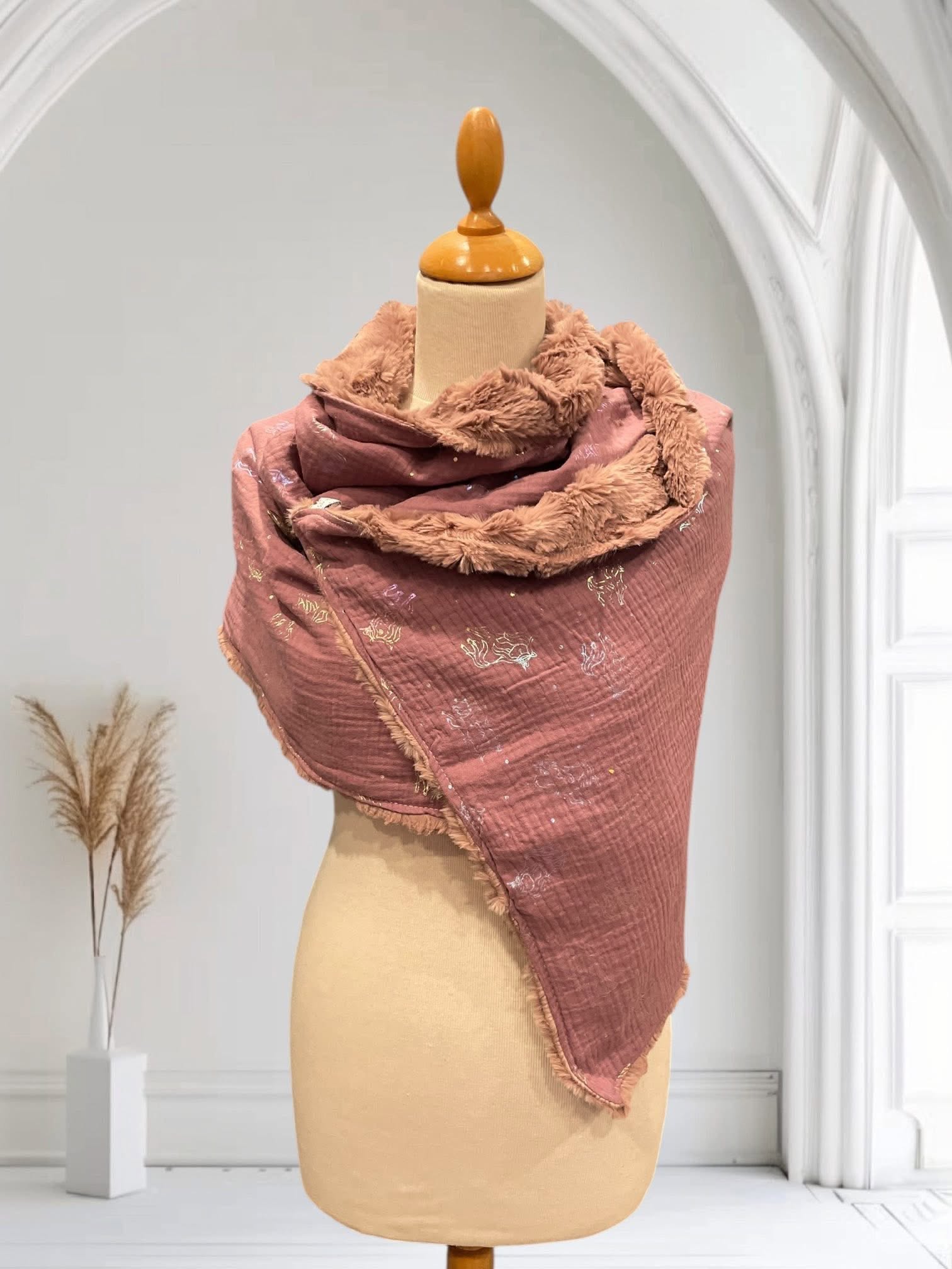 écharpe, châle oversize, licorne roses — visuel 1