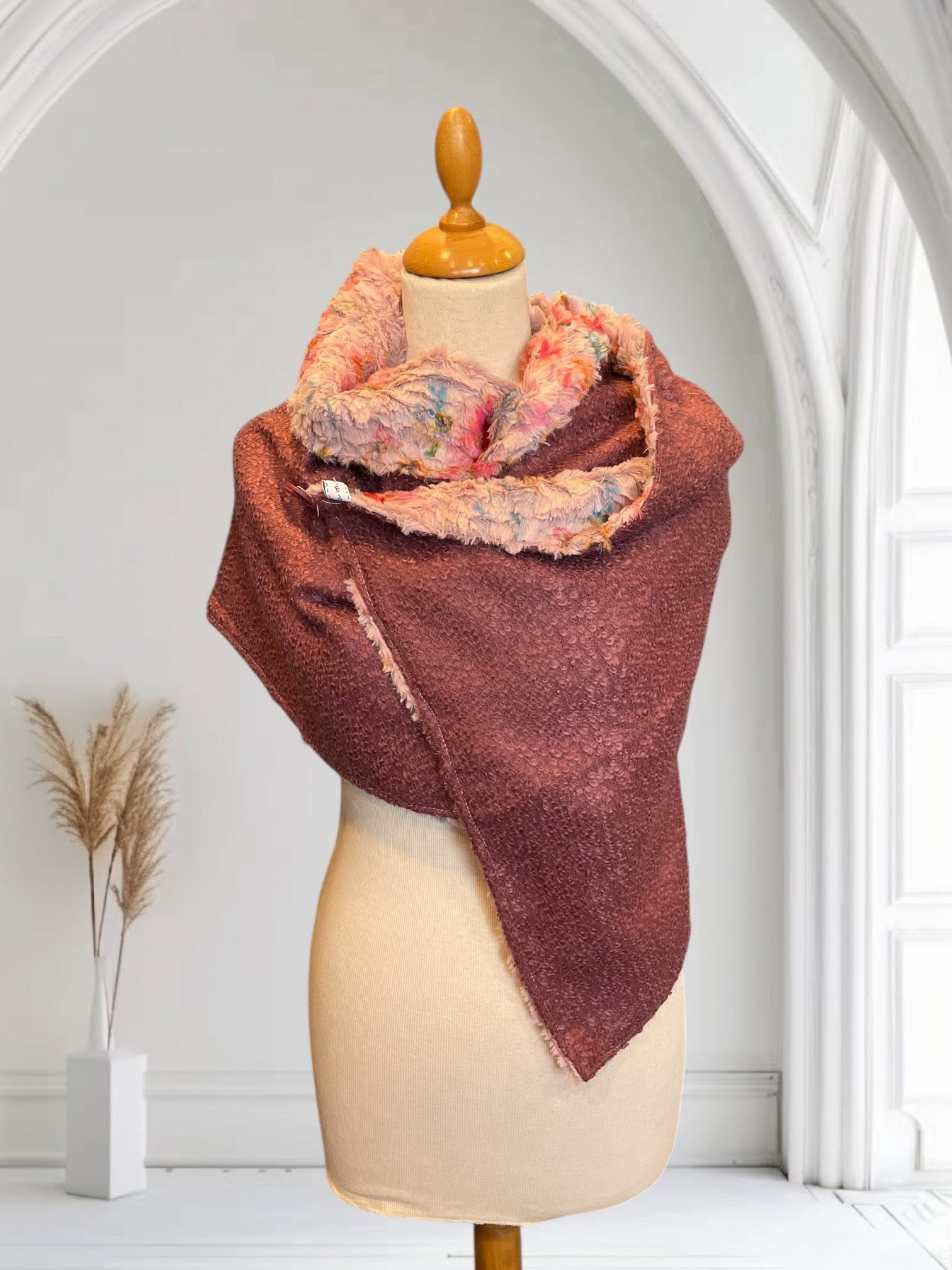 écharpe, châle oversize, vieux rose — visuel 1