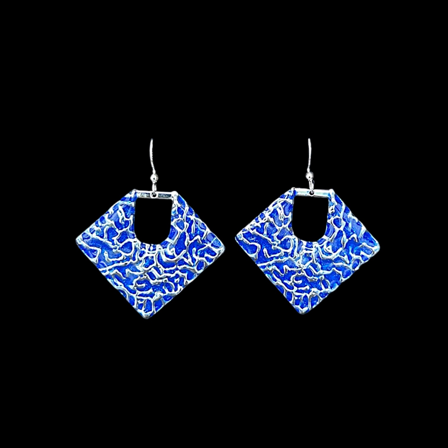Boucles d’oreilles géométriques bleu électrique en acier inoxydable — visuel 1