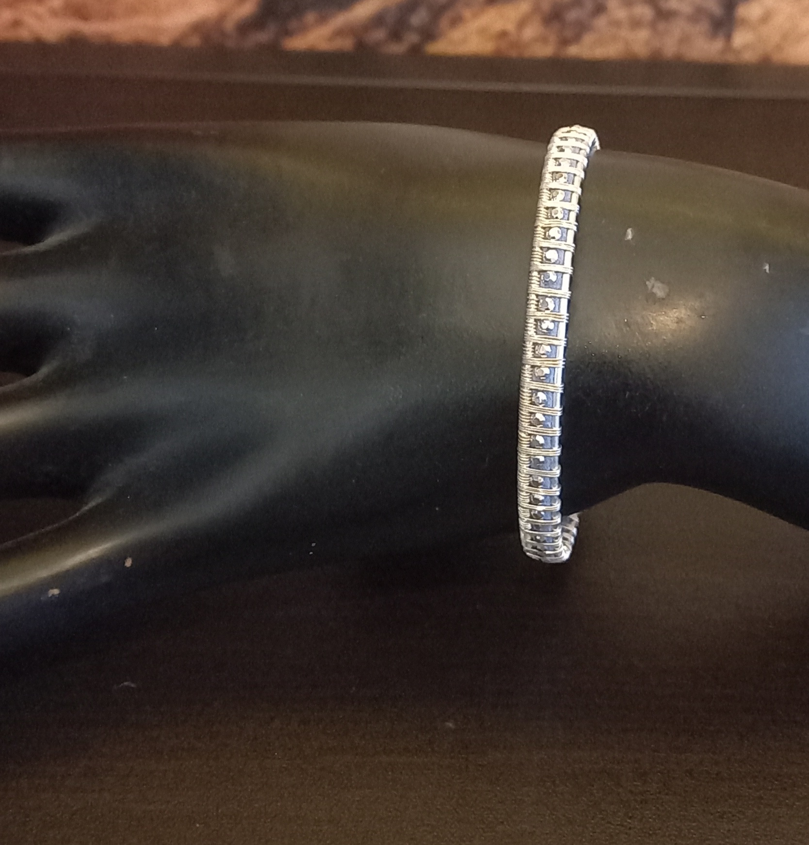 Bracelet tissé en argent 925/cuir — visuel 2