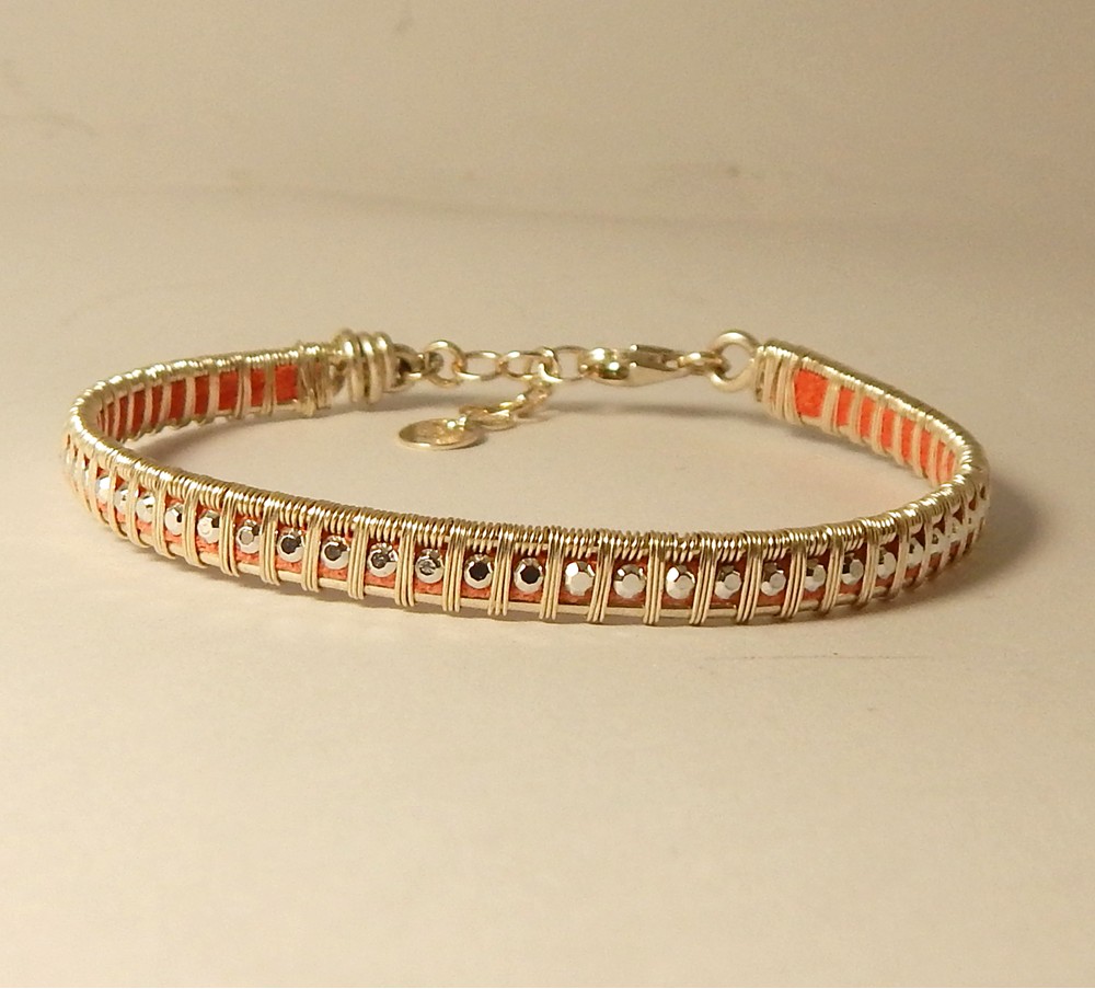 Bracelet tissé en argent 925/cuir — visuel 4