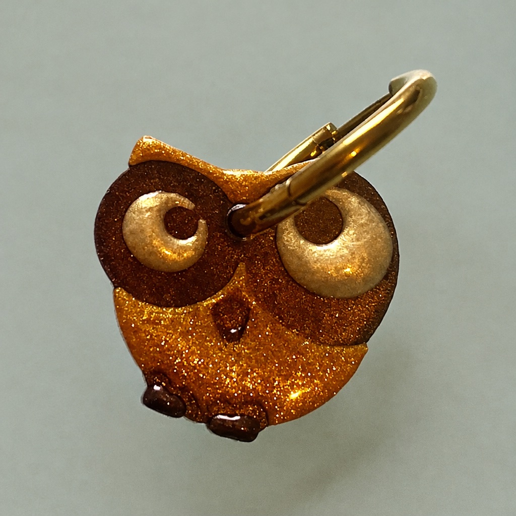 Boucles d’oreilles Chouette - brun et doré — visuel 1