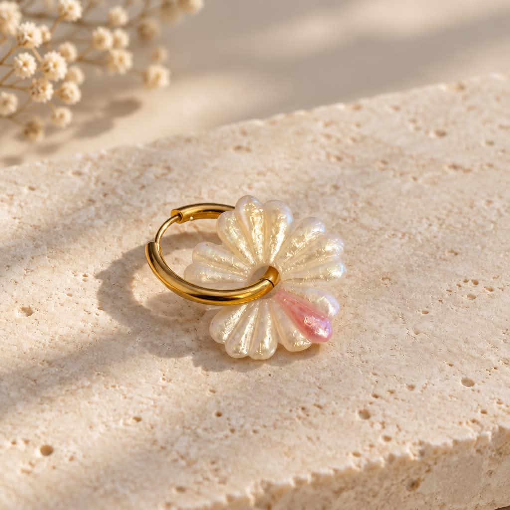 Pampilles Fleurs Amélie blanches avec une touche de rose — visuel 1
