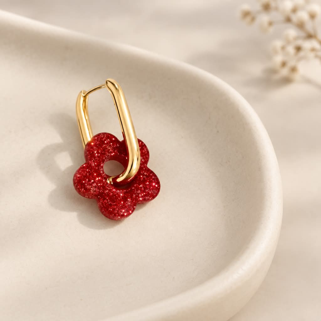 Pampilles fleurs en paillettes rose — visuel 1