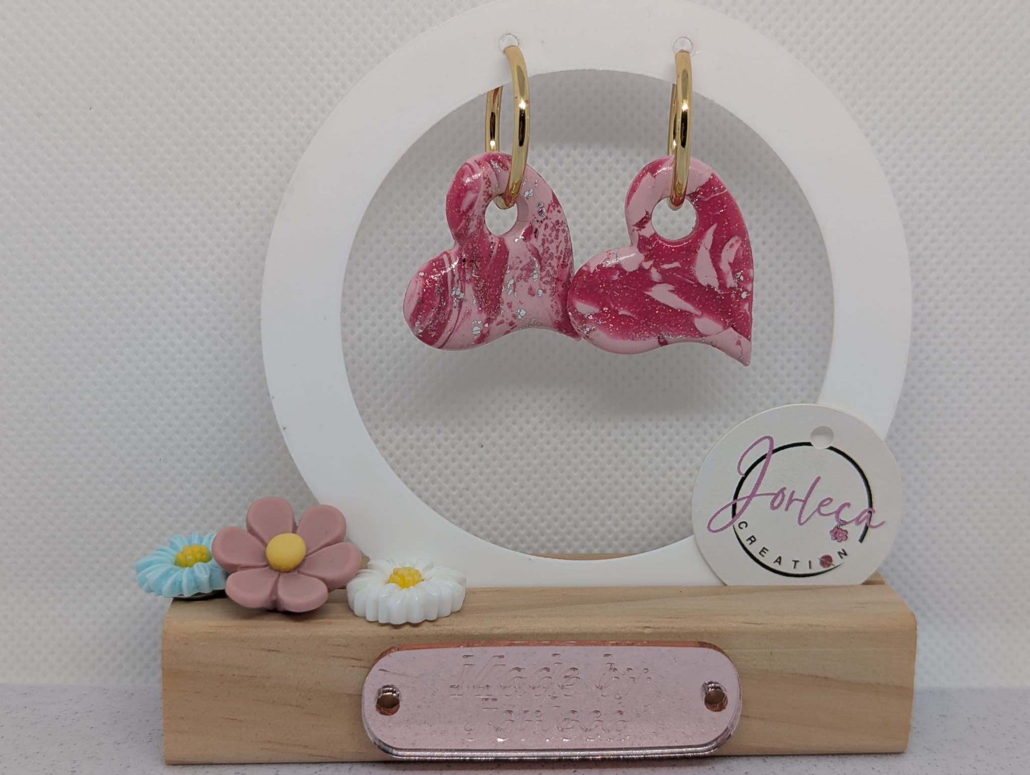 Pampilles pour créoles et pendentif - Collection Amour love - argile polymère - pampilles interchangeables — visuel 2