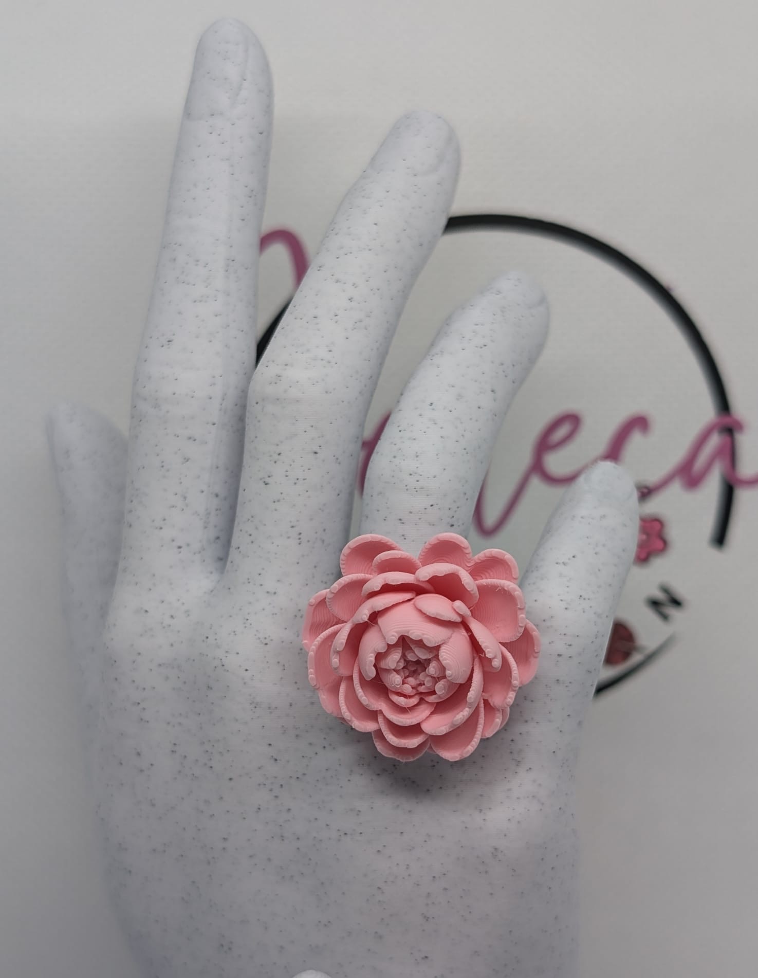 Pampilles pour créoles, bague, pendentif, parure pivoine – Breloques pivoine en impression 3D – Bijoux interchangeables — visuel 2