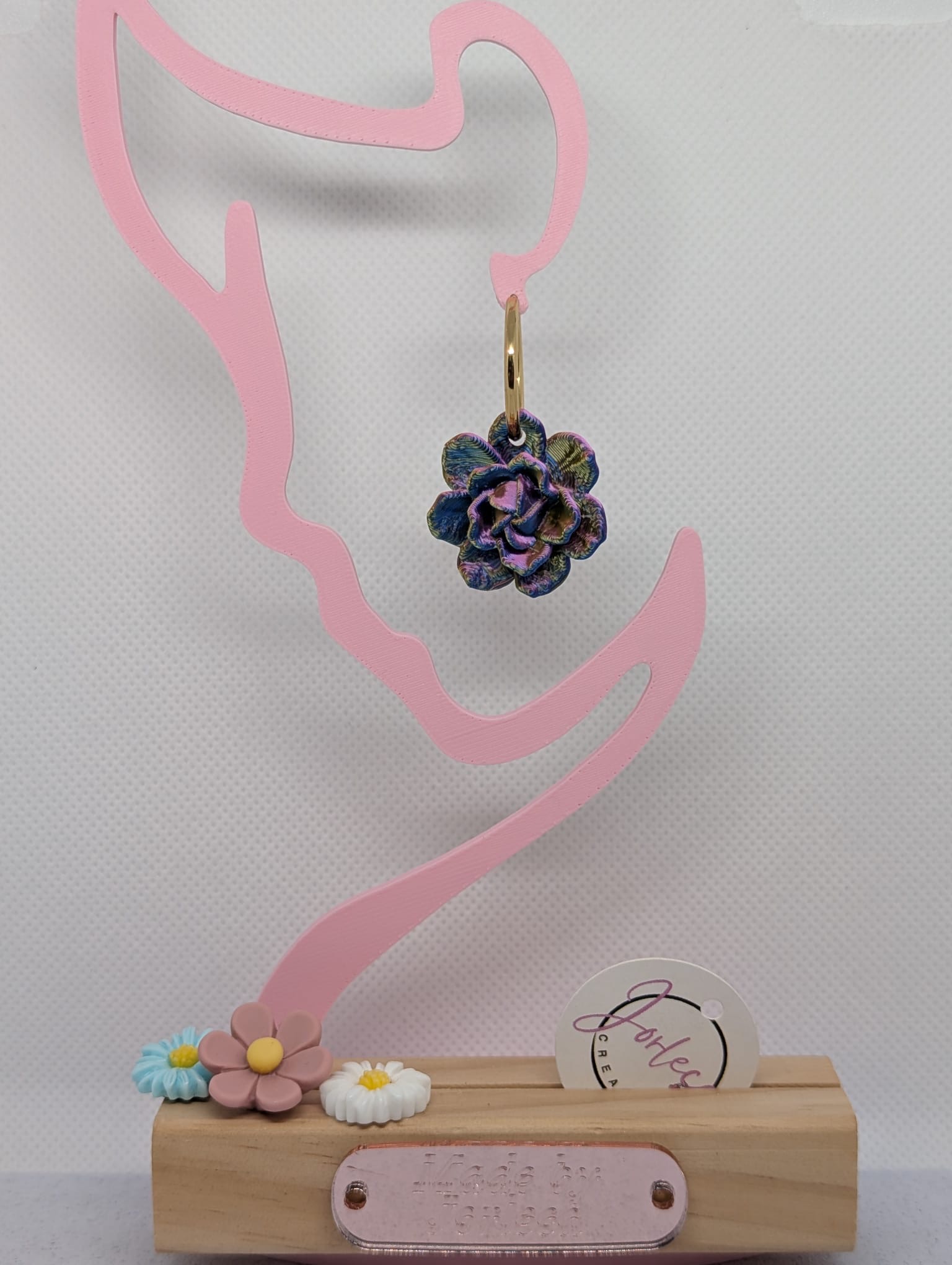 Pampilles Fleur d'automne pour créoles et bague - impression 3d – Bijoux interchangeables – Accessoires pour créoles, parure — visuel 2