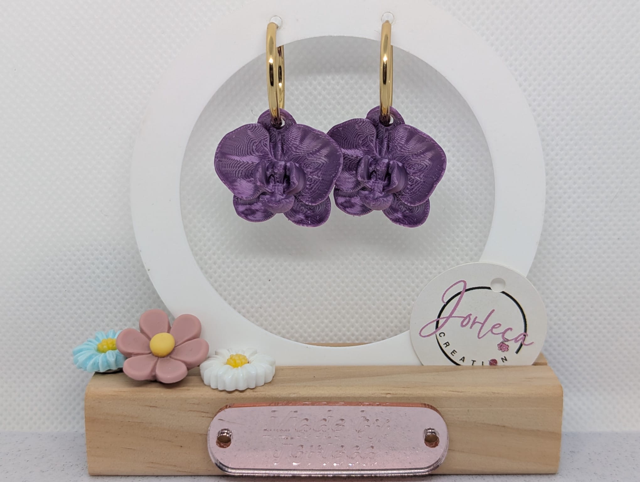 Pampilles Fleur d'automne pour créoles et bague - impression 3d – Bijoux interchangeables – Accessoires pour créoles, parure — visuel 4