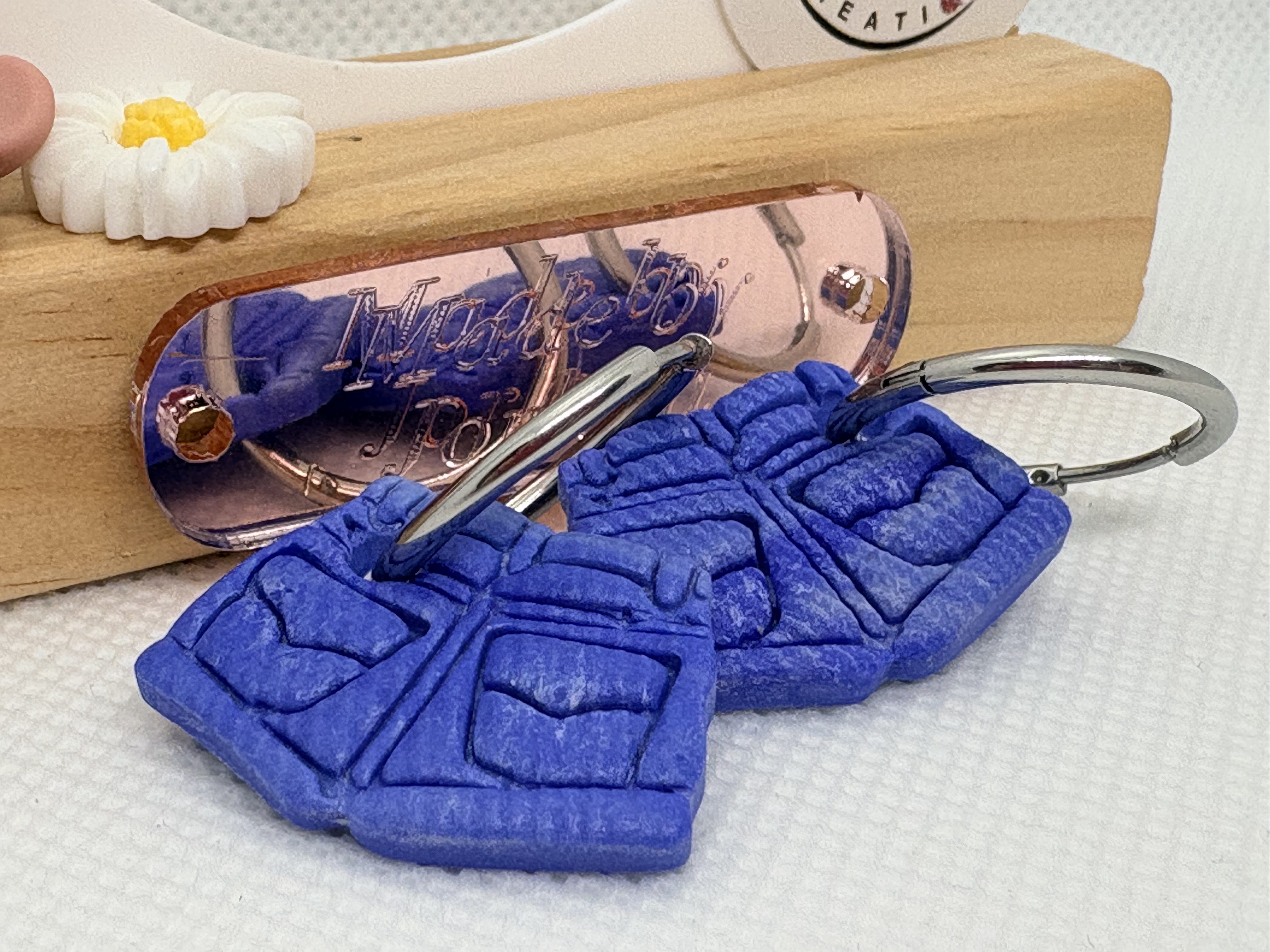 Pampilles pour créoles et pendentif - Short en jeans - argile polymère - pampilles interchangeables, parure — visuel 2