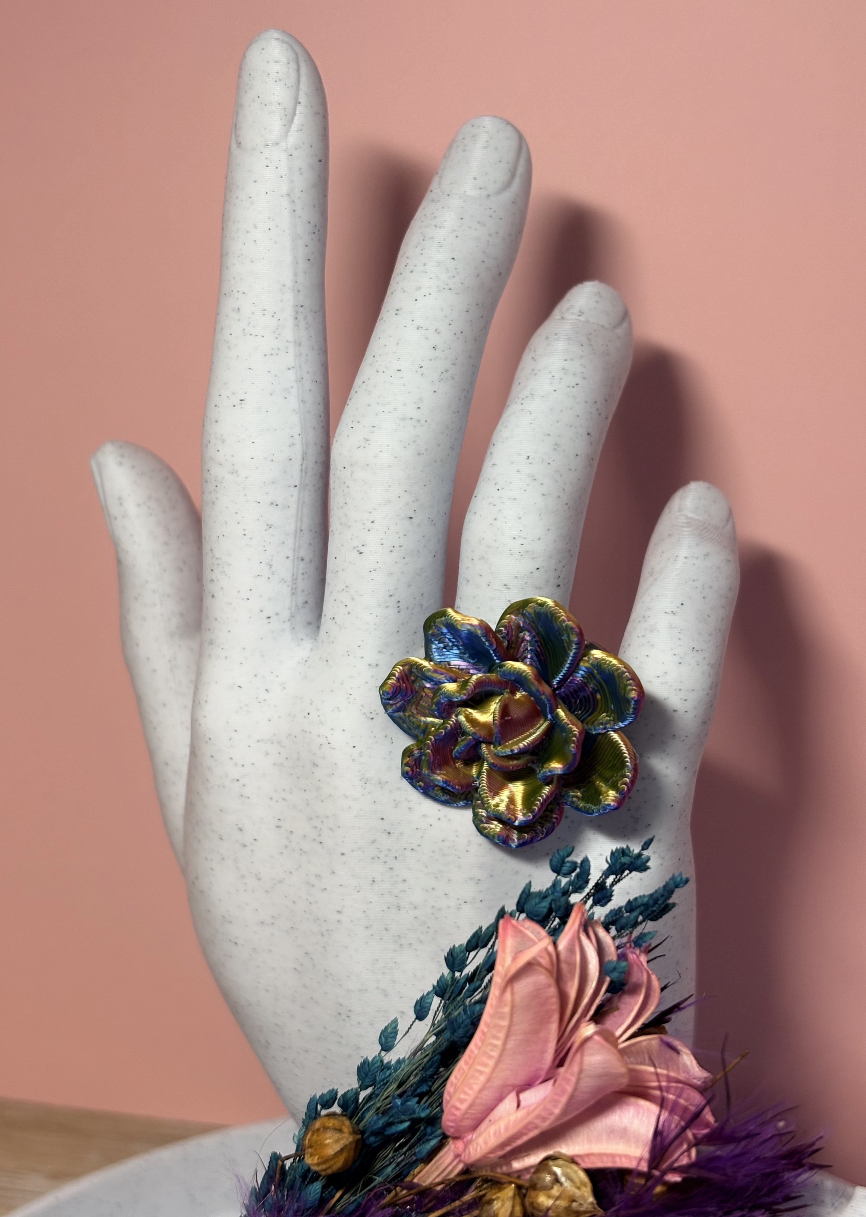 Pampilles Fleur d'automne pour créoles et bague - impression 3d – Bijoux interchangeables – Accessoires pour créoles, parure — visuel 3