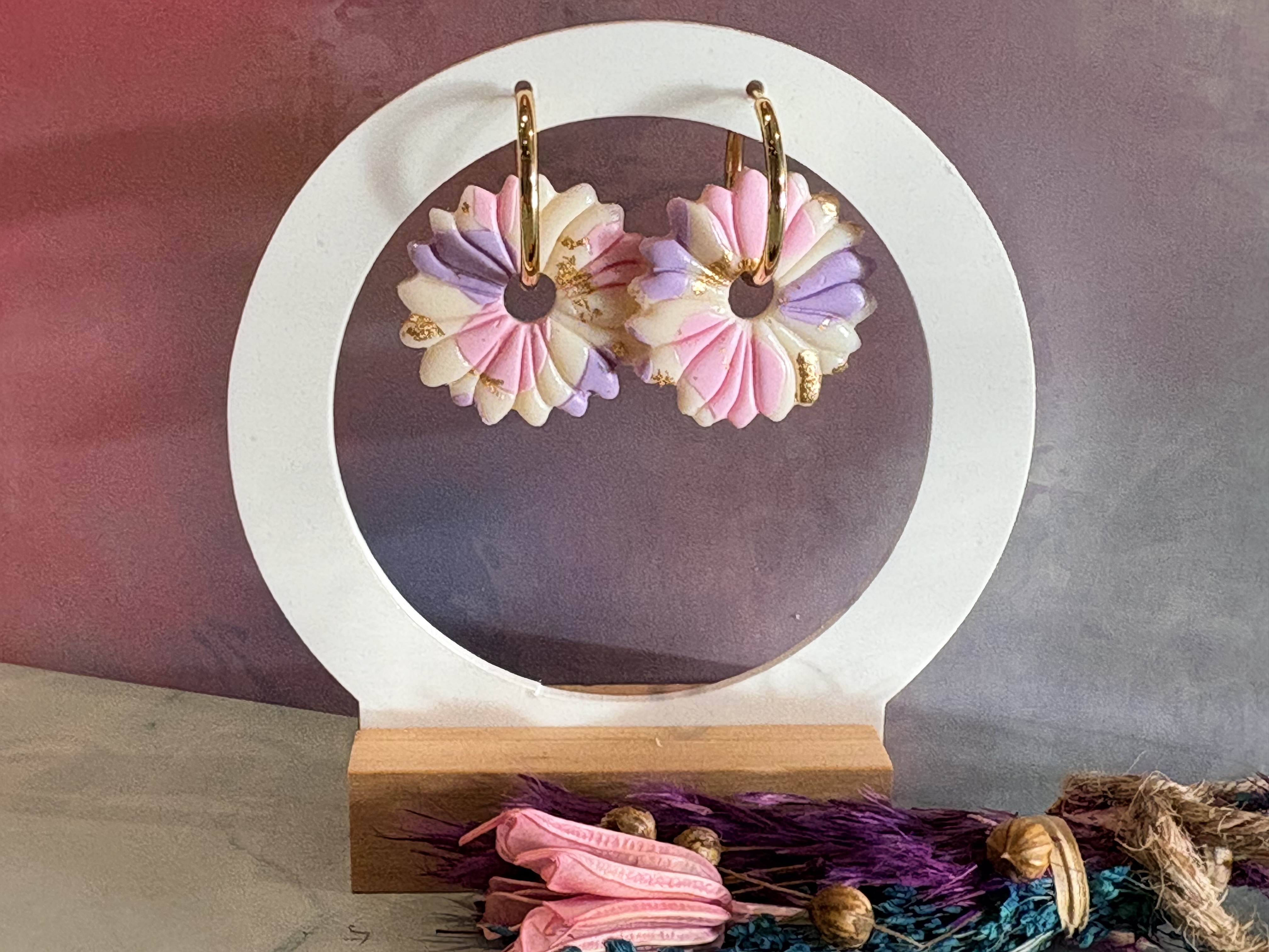 Pampilles pour créoles et pendentif - Les marguerites - argile polymère - pampilles interchangeable, parure — visuel 1