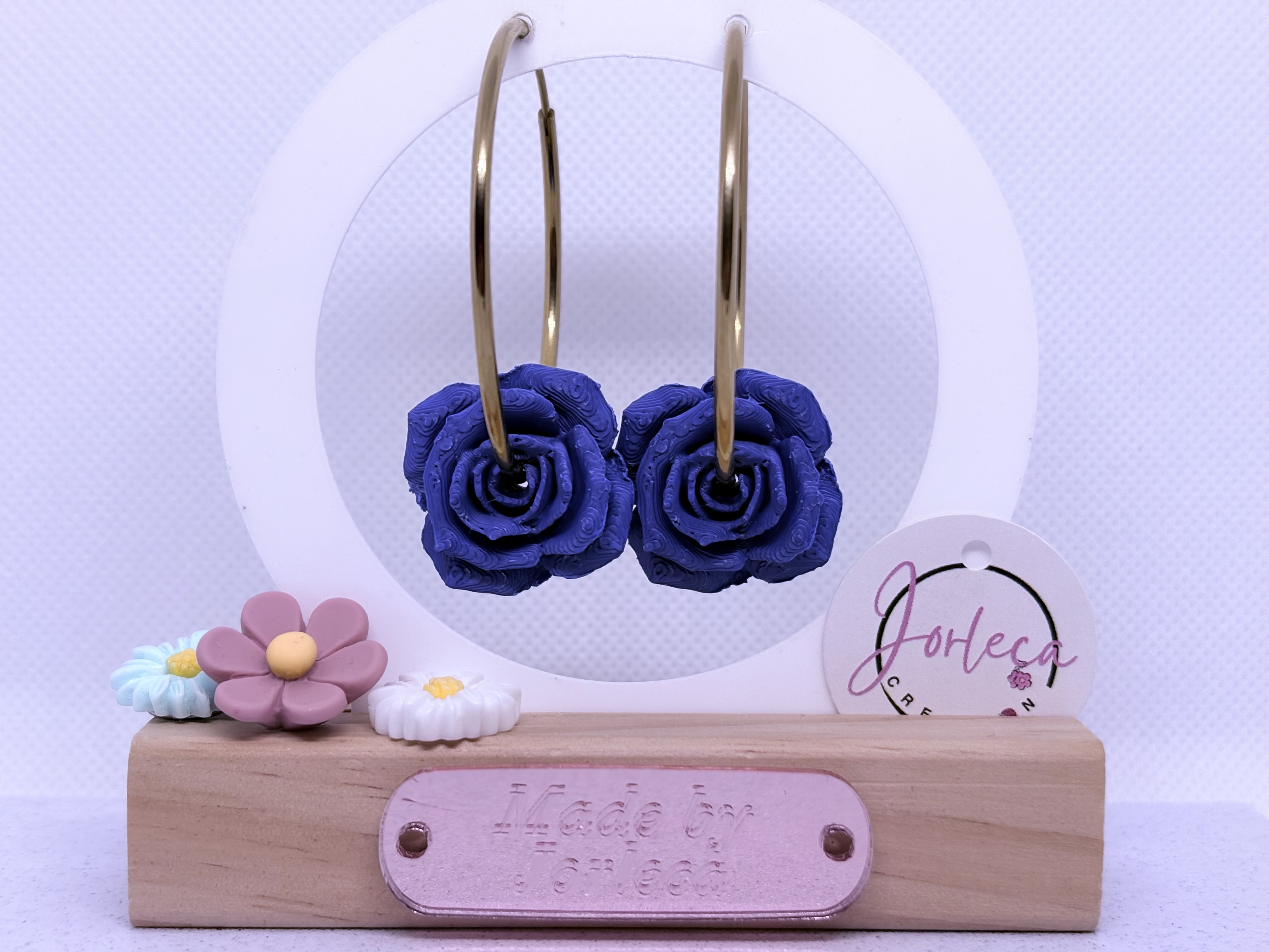 Pampilles collection Jeans pour créoles – Breloques rose en impression 3D – Bijoux interchangeables – Accessoires pour créoles — visuel 4