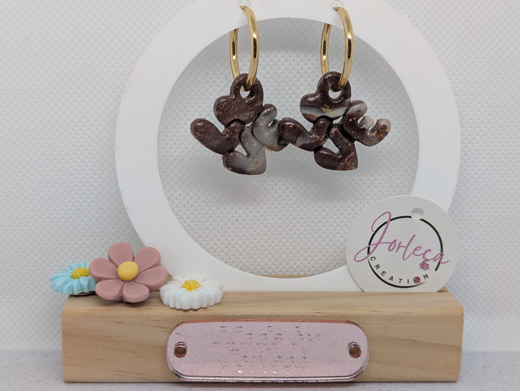 Pampilles pour créoles et pendentif - Collection Amour love - argile polymère - pampilles interchangeables — visuel 4