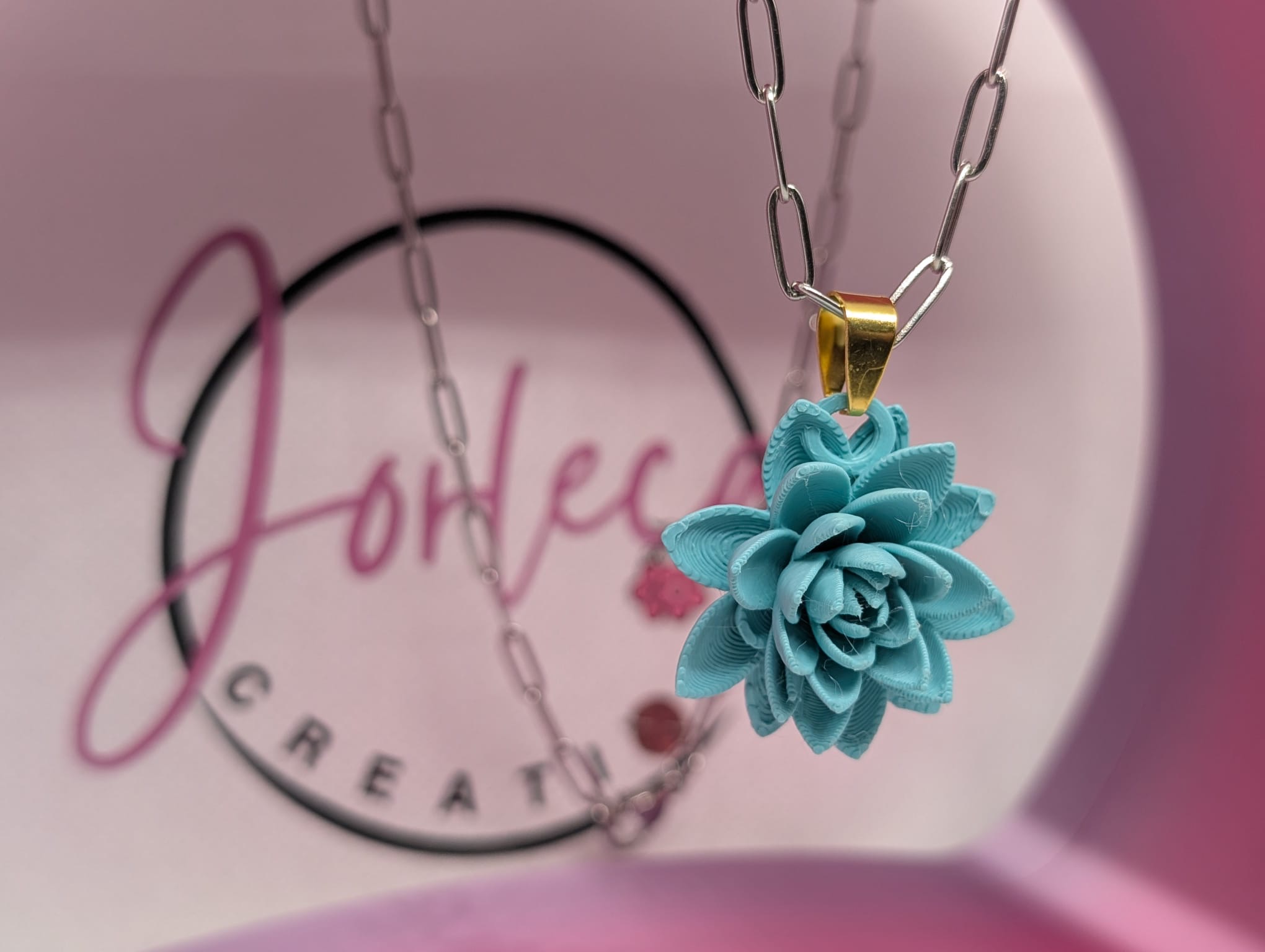 Pampilles pour créoles, bague, pendentif, parure Lotus – Breloques pivoine en impression 3D – Bijoux interchangeables — visuel 3
