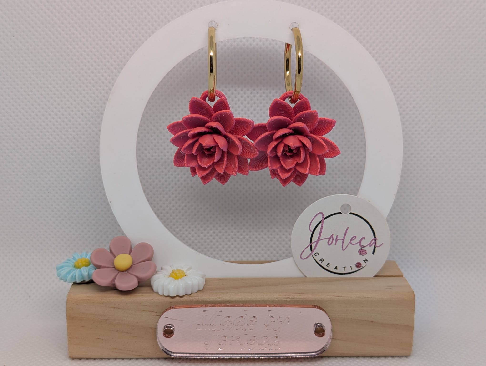Pampilles pour créoles, bague, pendentif, parure Lotus – Breloques pivoine en impression 3D – Bijoux interchangeables — visuel 4