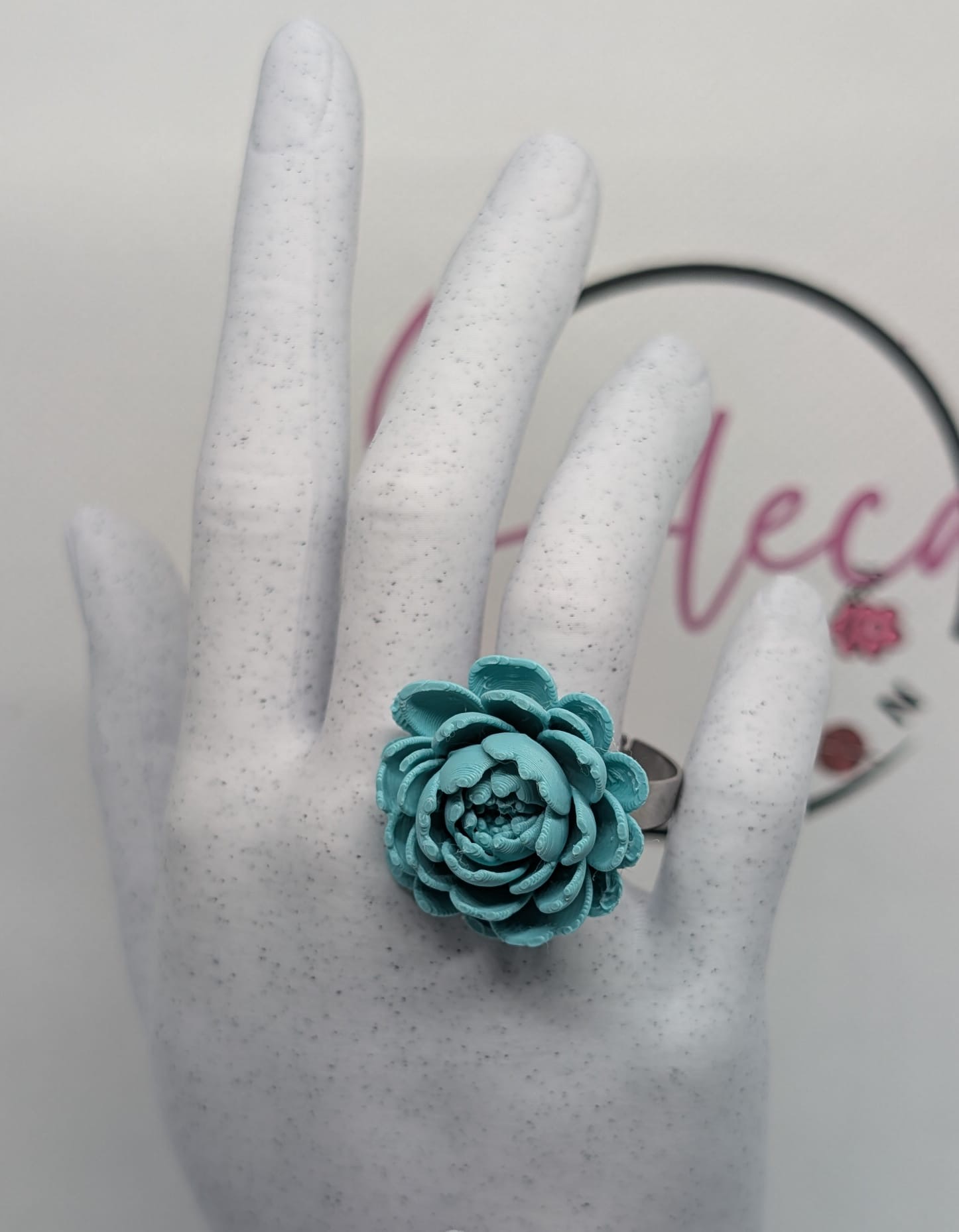 Pampilles pour créoles, bague, pendentif, parure pivoine – Breloques pivoine en impression 3D – Bijoux interchangeables — visuel 4