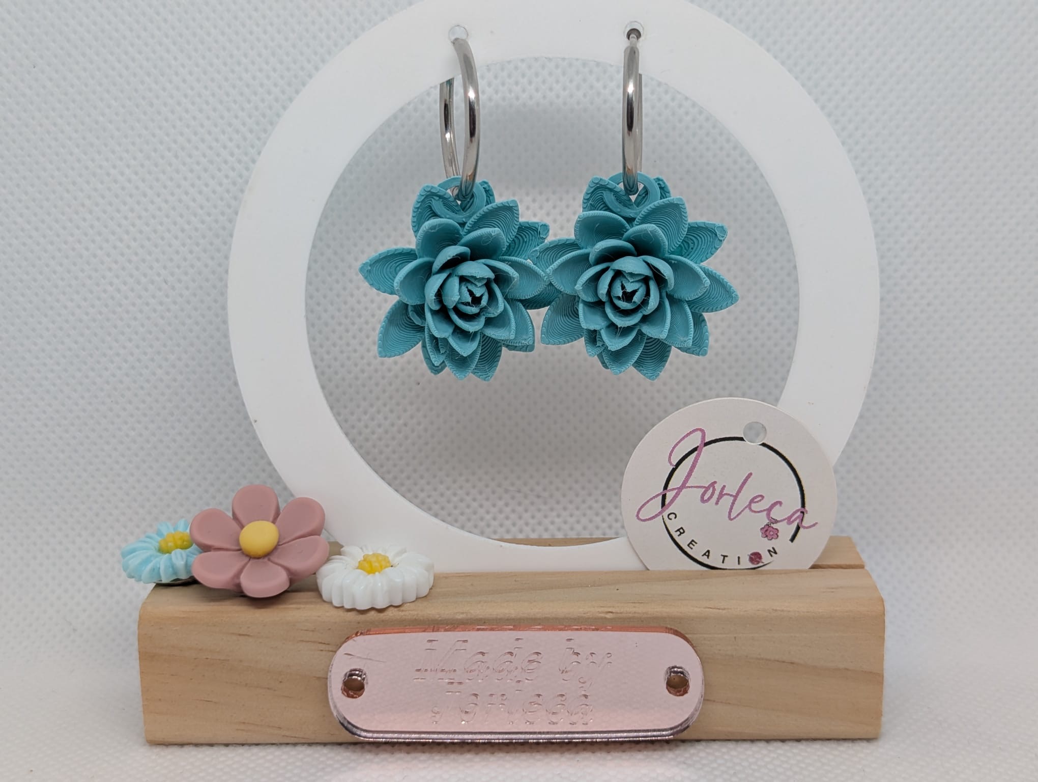 Pampilles pour créoles, bague, pendentif, parure Lotus – Breloques pivoine en impression 3D – Bijoux interchangeables — visuel 1