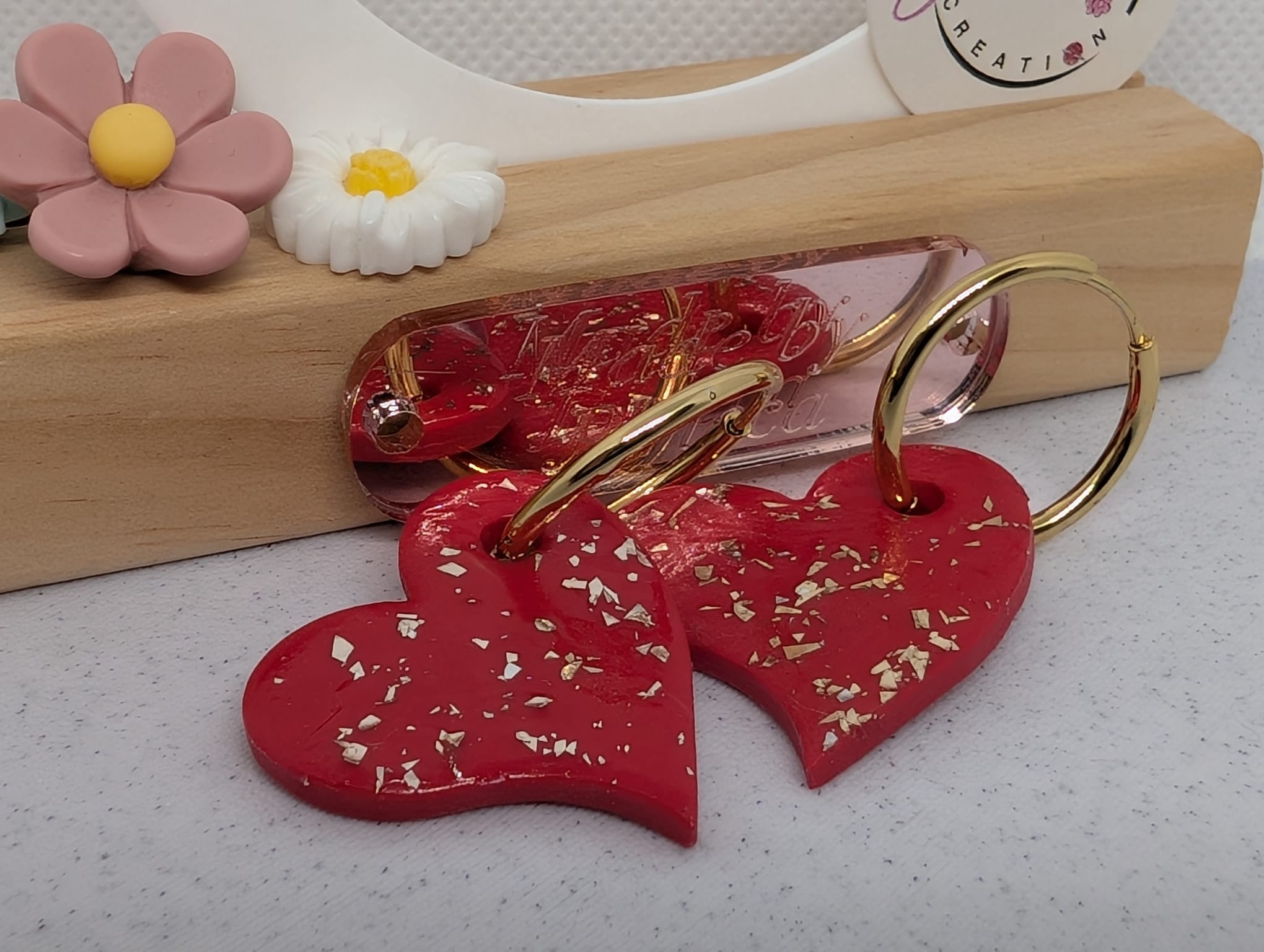 Pampilles pour créoles et pendentif - Collection Amour love - argile polymère - pampilles interchangeables — visuel 1