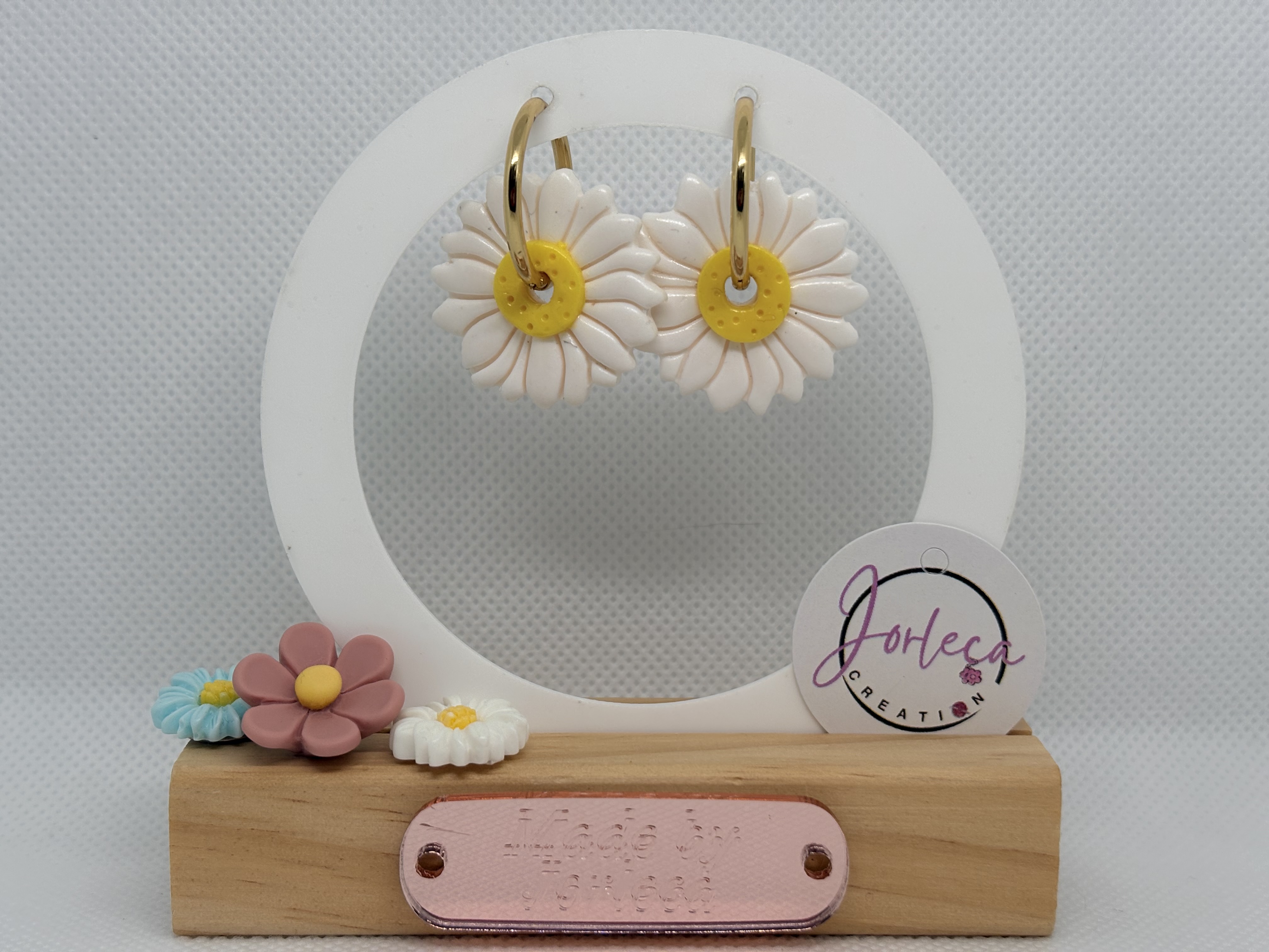 Pampilles pour créoles et pendentif - Les marguerites - argile polymère - pampilles interchangeable, parure — visuel 5