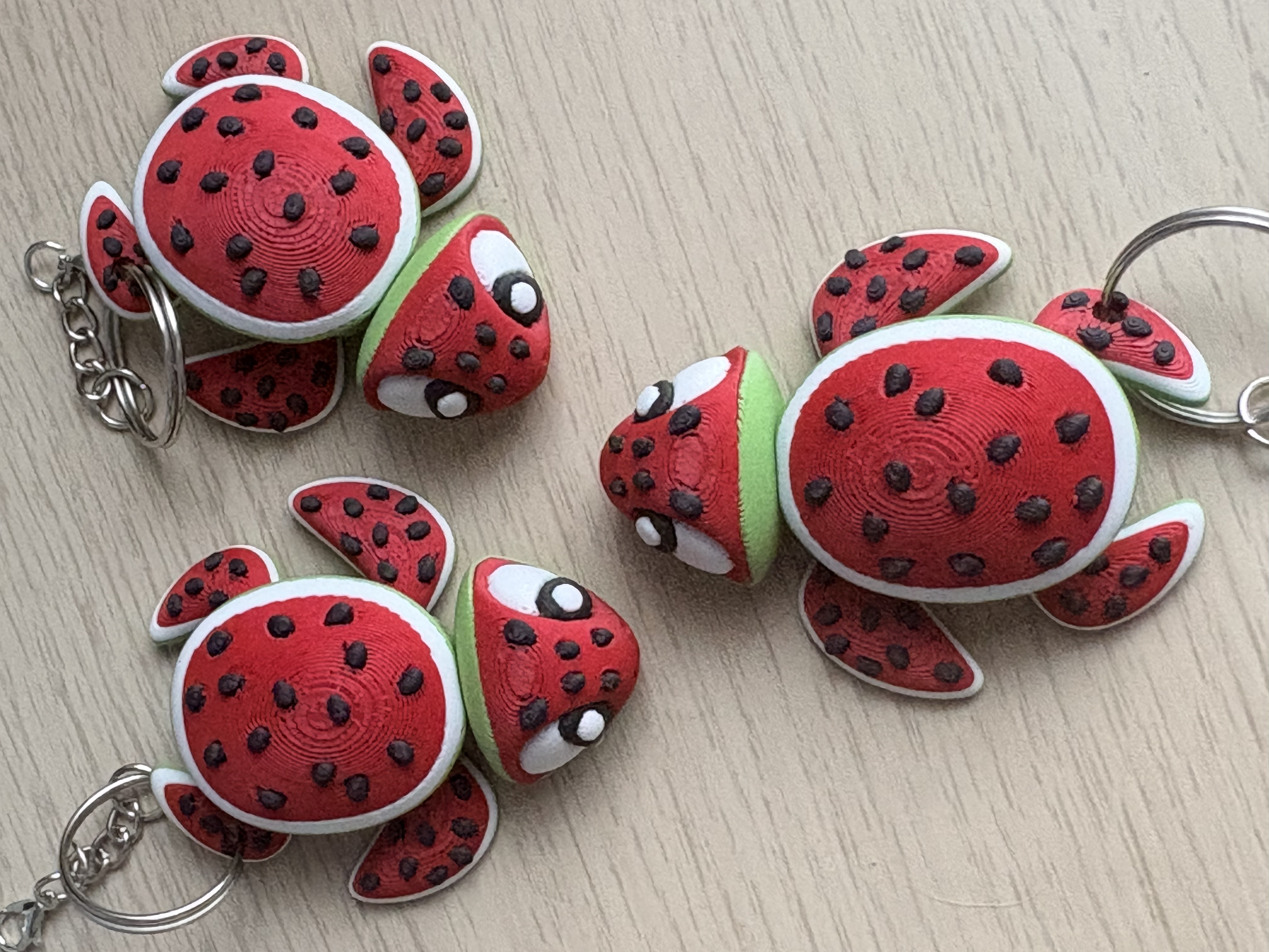 Porte-clés tortue pastèque en impression 3D - Charm pour sac - breloque pour sac originale - accessoire coloré — visuel 2