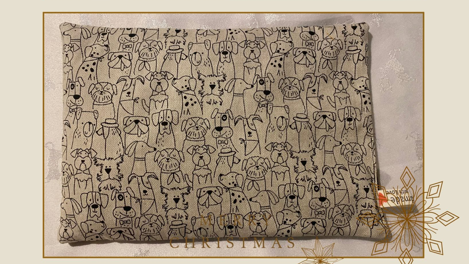 Bouillotte "lombaire" sèche aux graines de lin bio – Motif chiens — visuel 1
