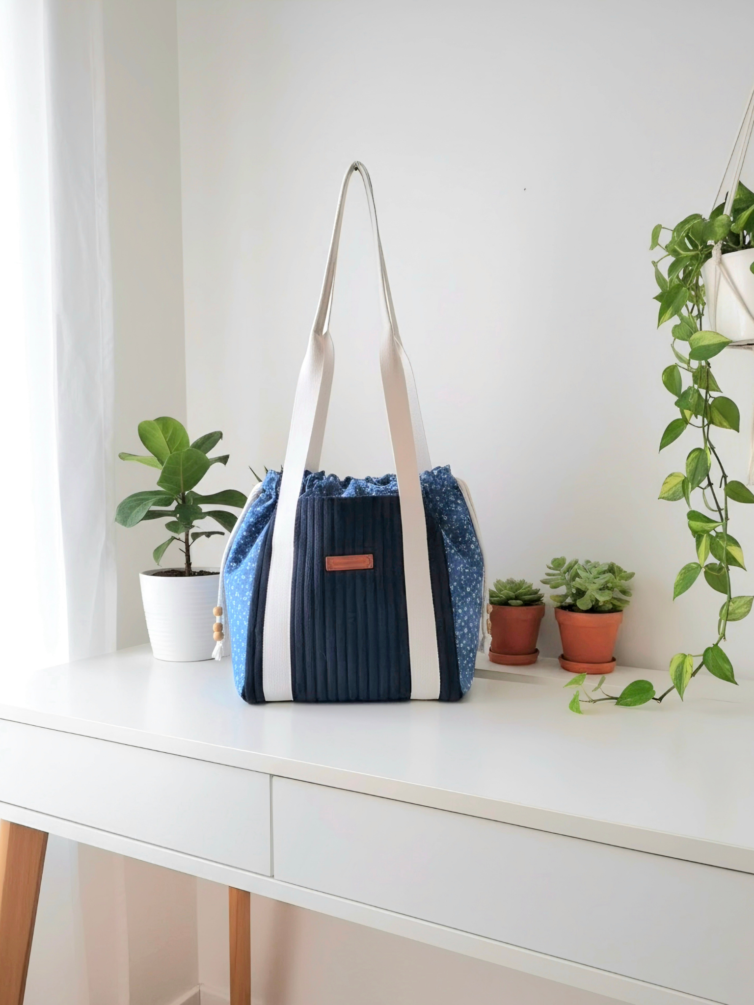 Sac seau Rétro Chic - Bleu & bleu — visuel 1