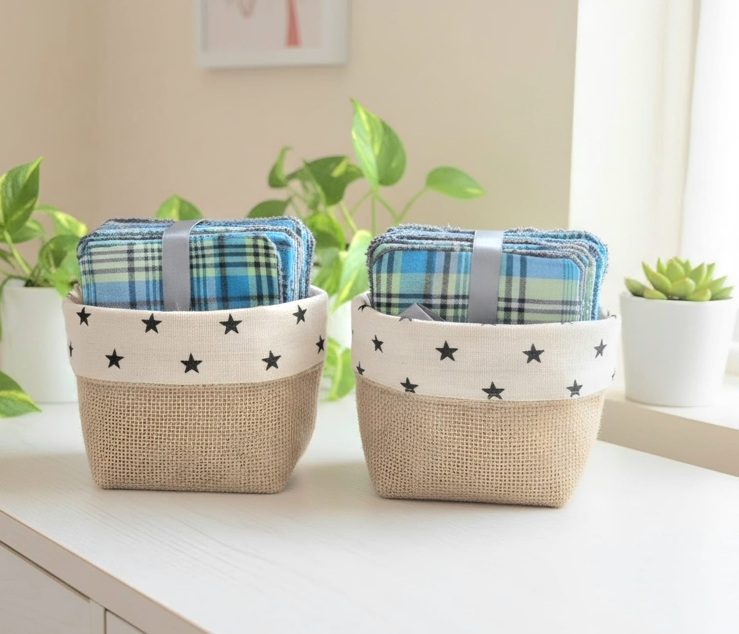 Lingettes réutilisables - Bleu & gris — visuel 1