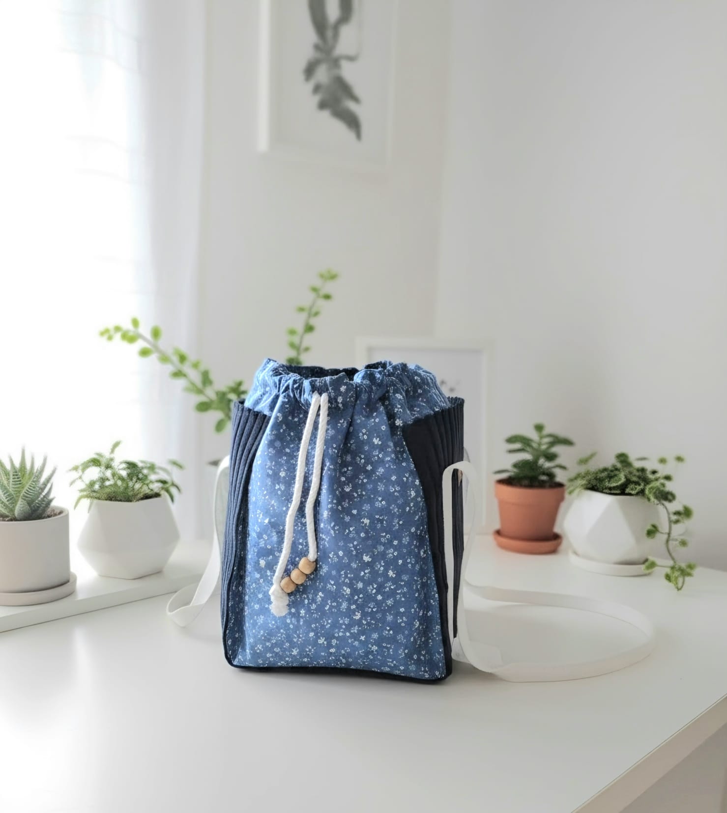 Sac seau Rétro Chic - Bleu & bleu — visuel 3
