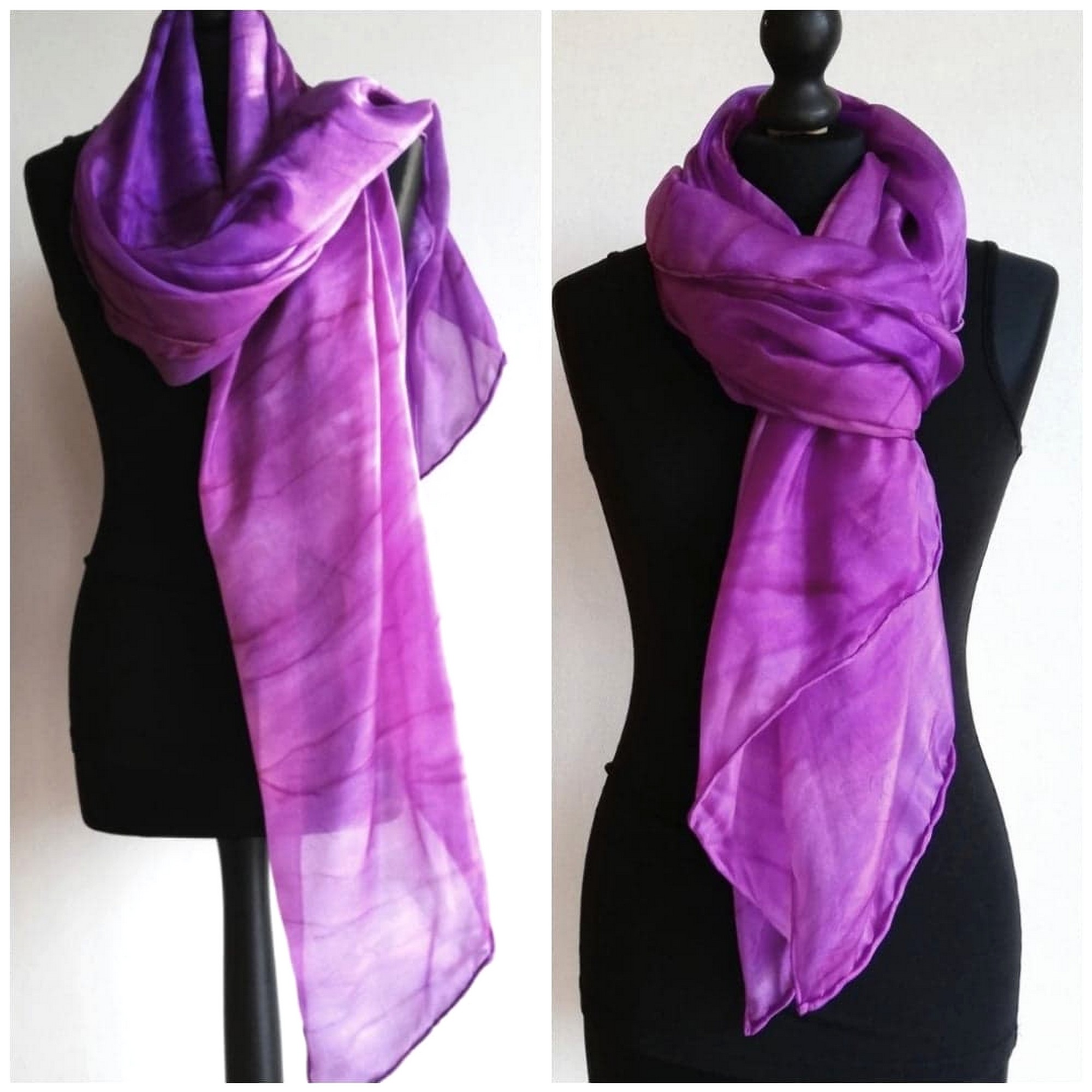 Étole, châle, grand foulard en soie mauve
