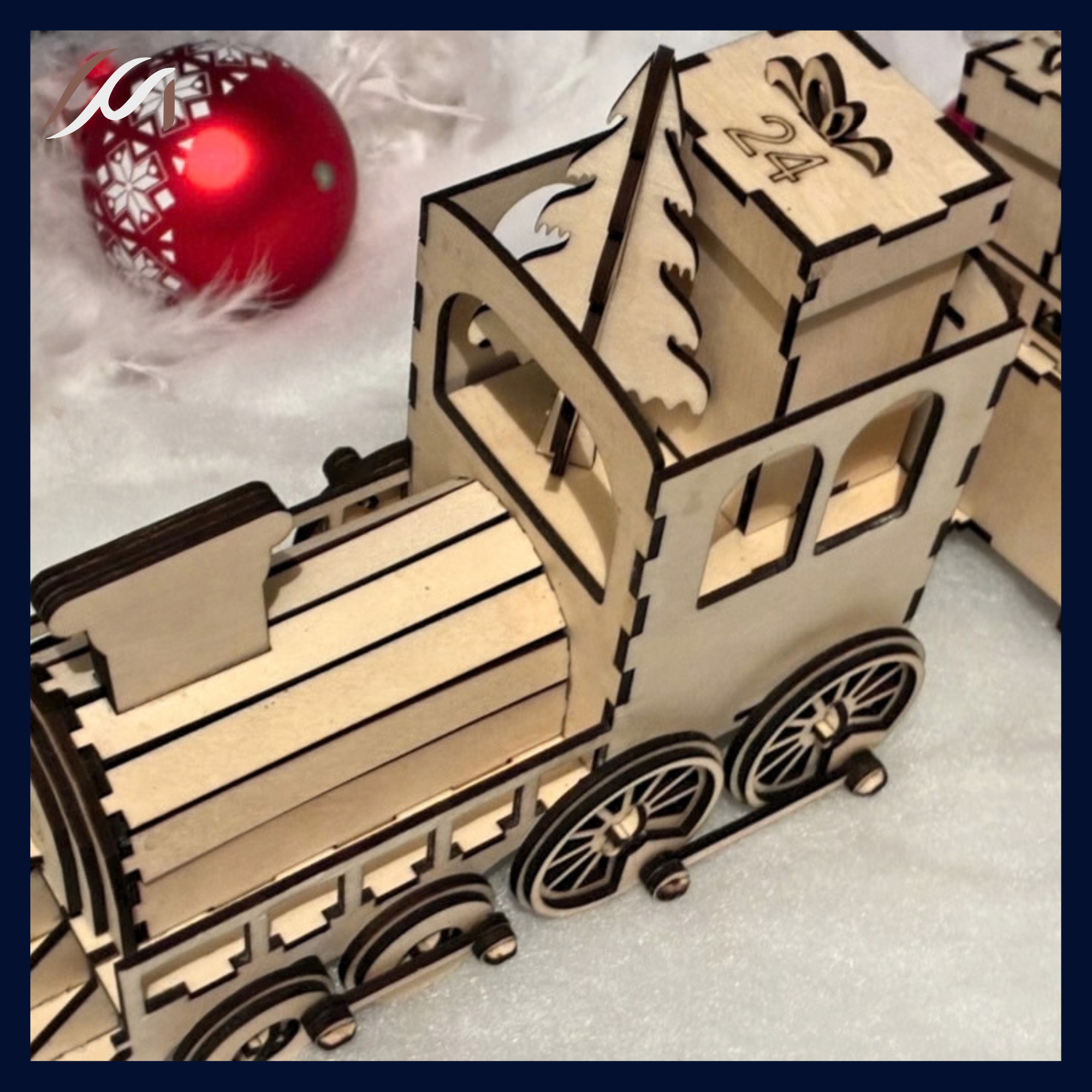 Train calendrier de l’Avent en bois – 24 boîtes à remplir — visuel 5