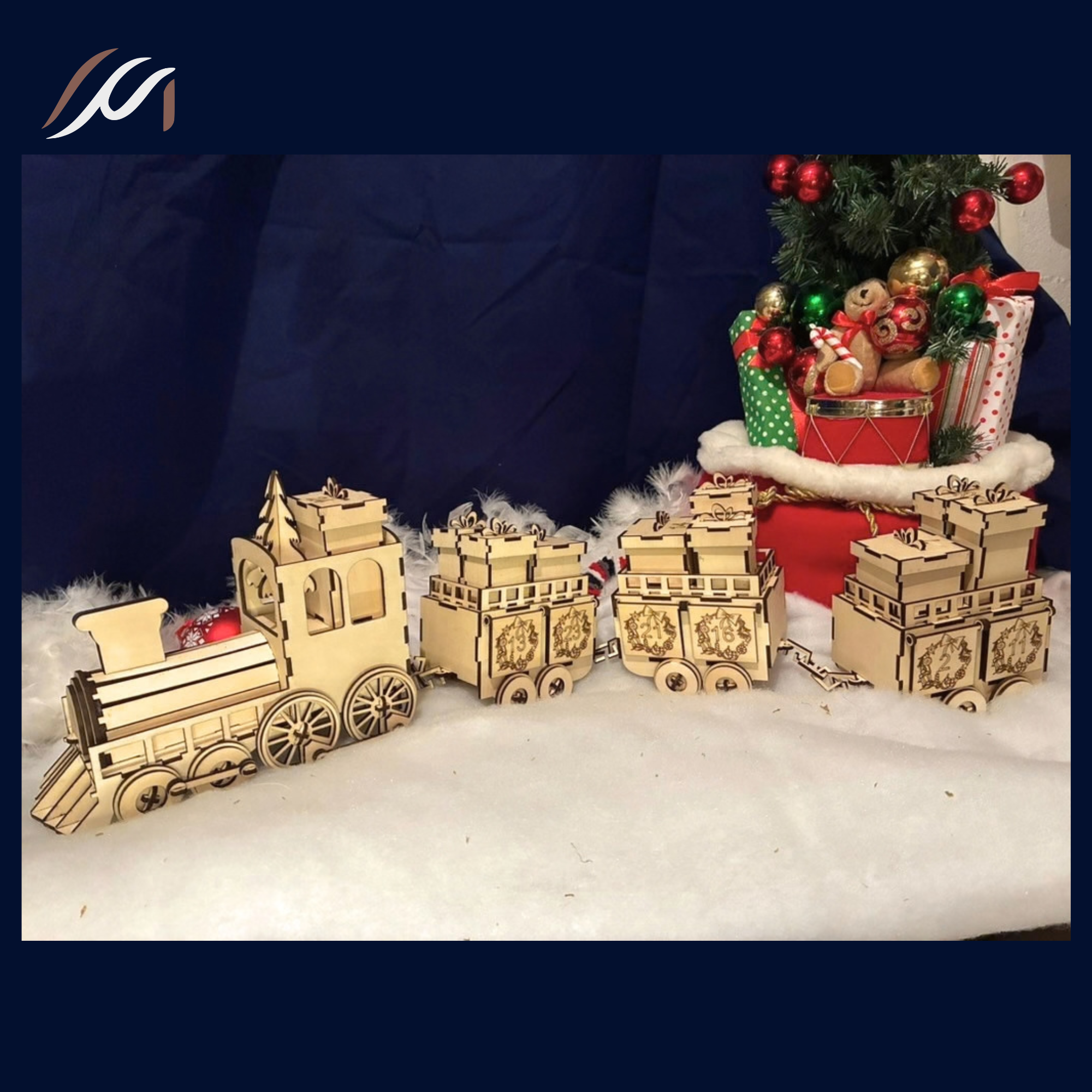 Train calendrier de l’Avent en bois – 24 boîtes à remplir — visuel 1