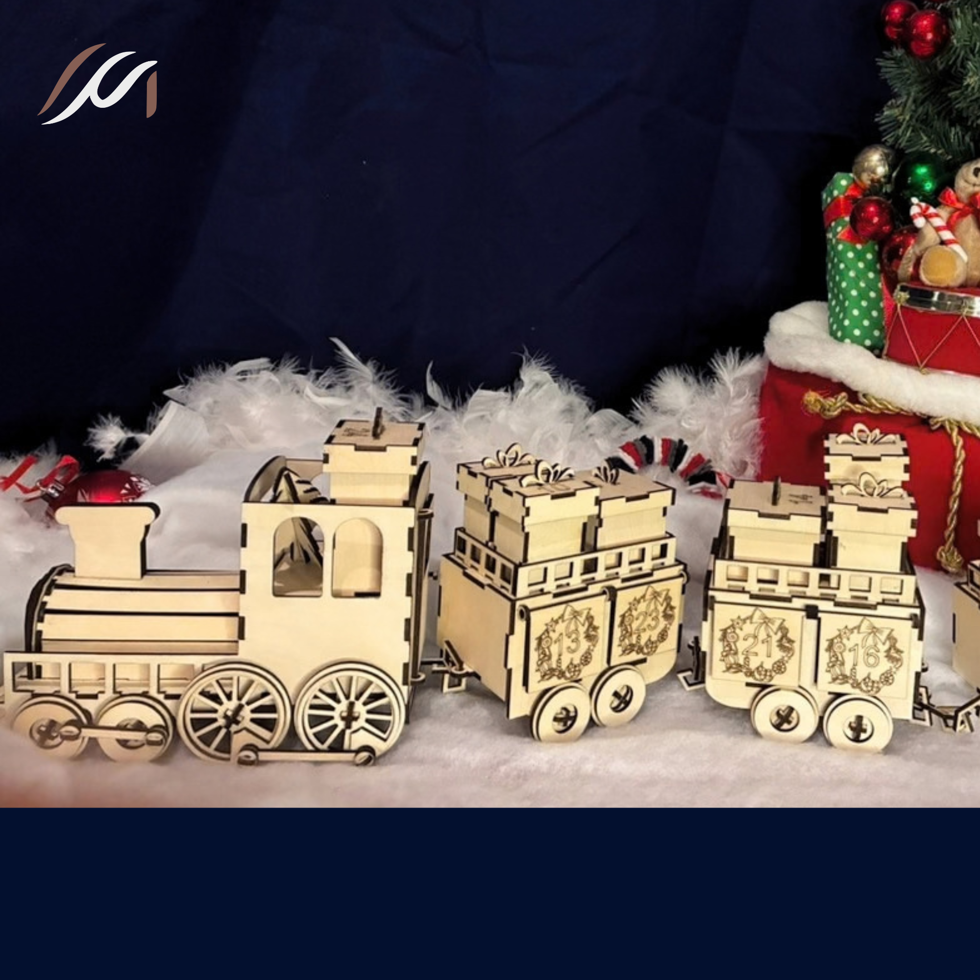Train calendrier de l’Avent en bois – 24 boîtes à remplir — visuel 2