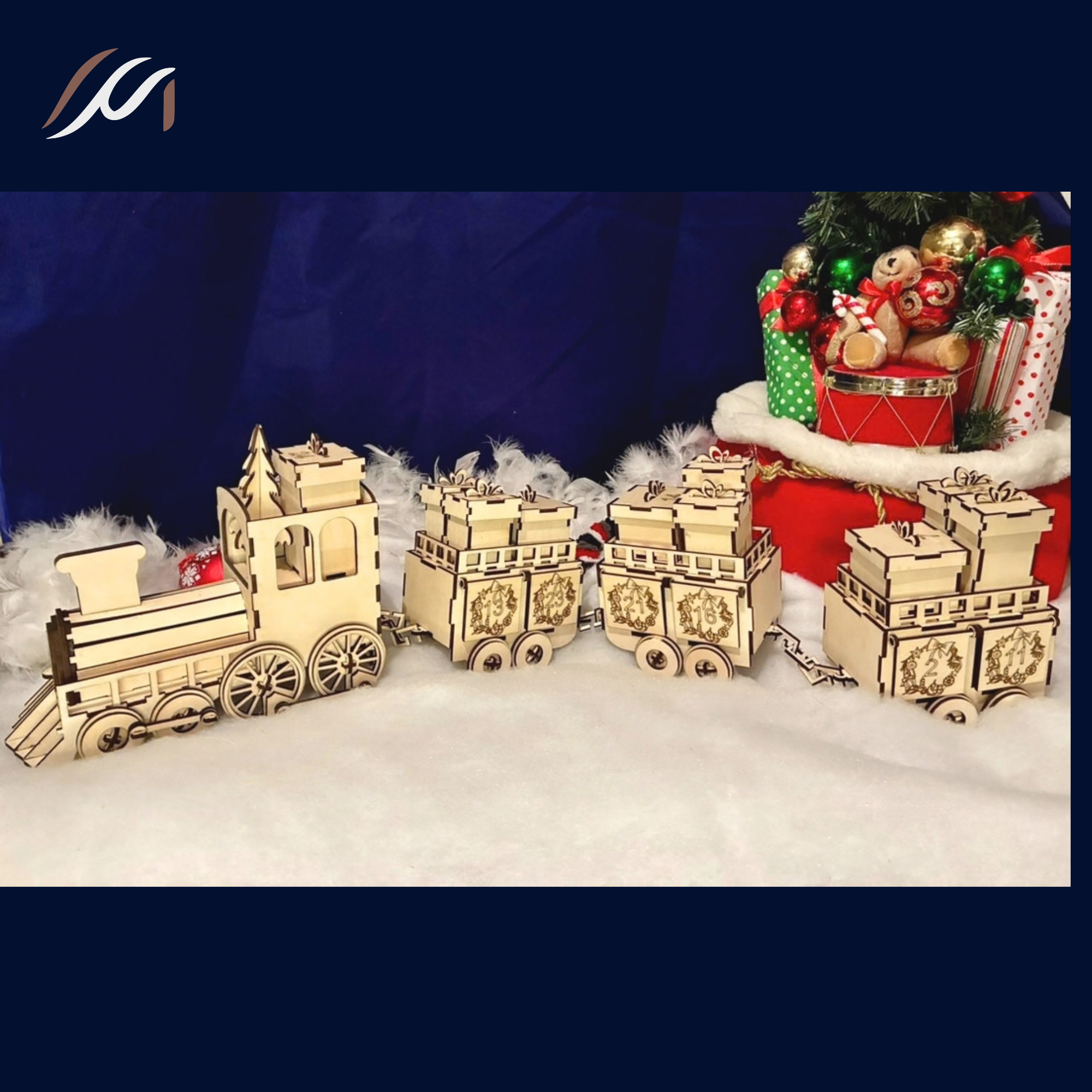 Train calendrier de l’Avent en bois – 24 boîtes à remplir — visuel 3