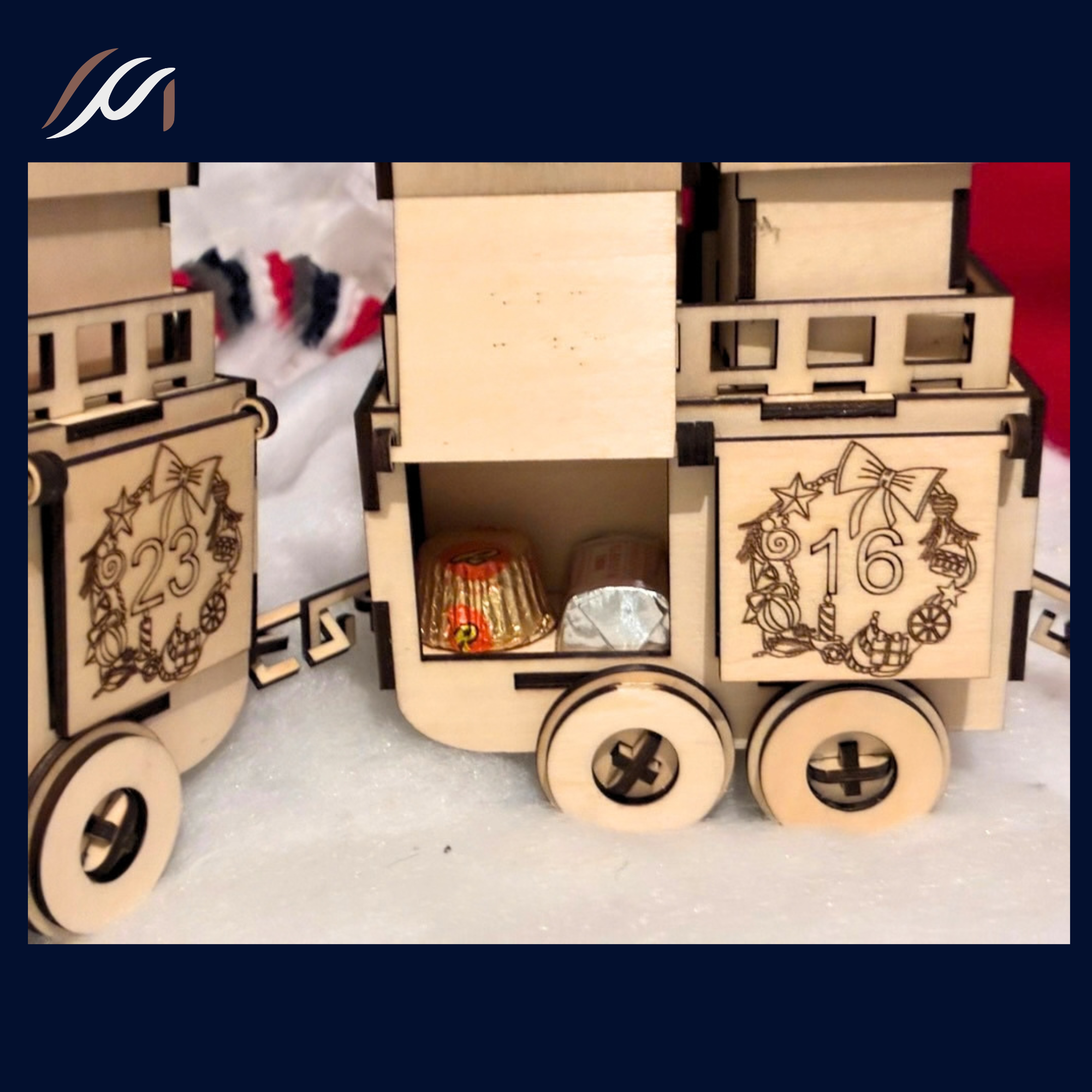 Train calendrier de l’Avent en bois – 24 boîtes à remplir — visuel 4