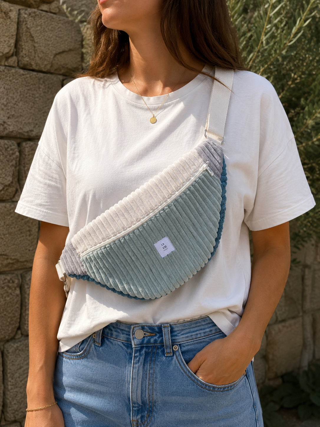 sac banane unique velours grosses côtes multi couleurs — visuel 1