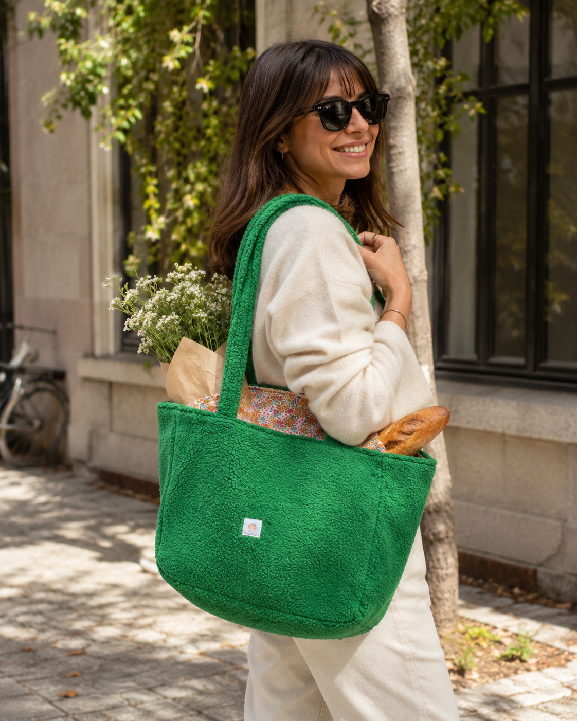 sac cabas en bouclettes vert pomme (pièce unique) — visuel 1