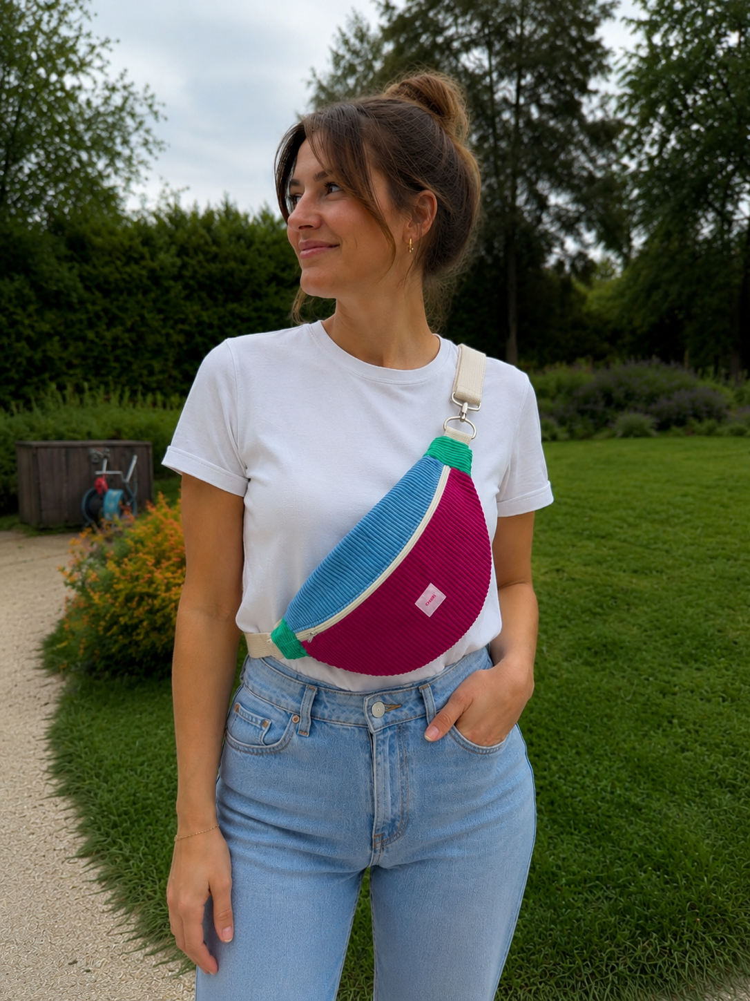 sac banane unique en velours côtelé multi couleurs — visuel 1