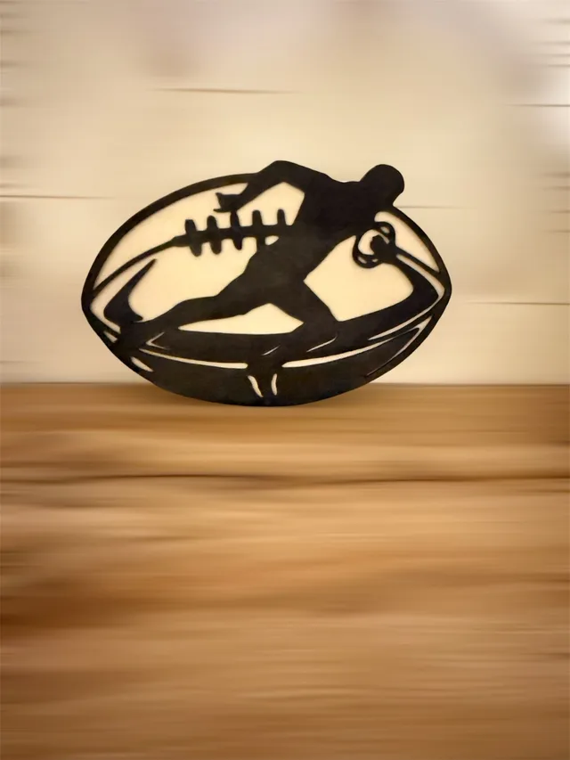 Tableau ballon rugby bois — vue 1