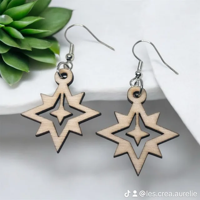 Boucles d'oreilles bois 100% création artisanale — vue 1
