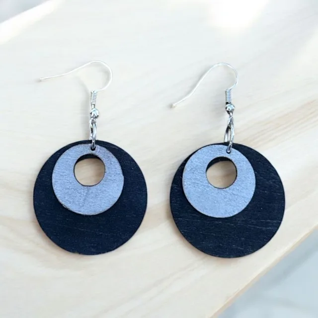 Boucles d'oreilles bois 100% création artisanale — vue 1