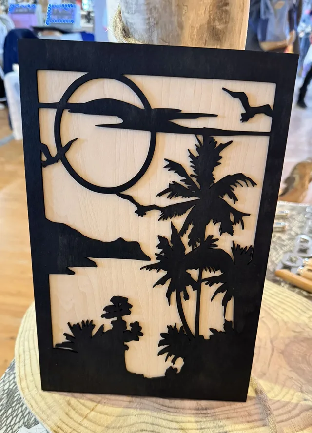 Tableau bois paysage mer — vue 1