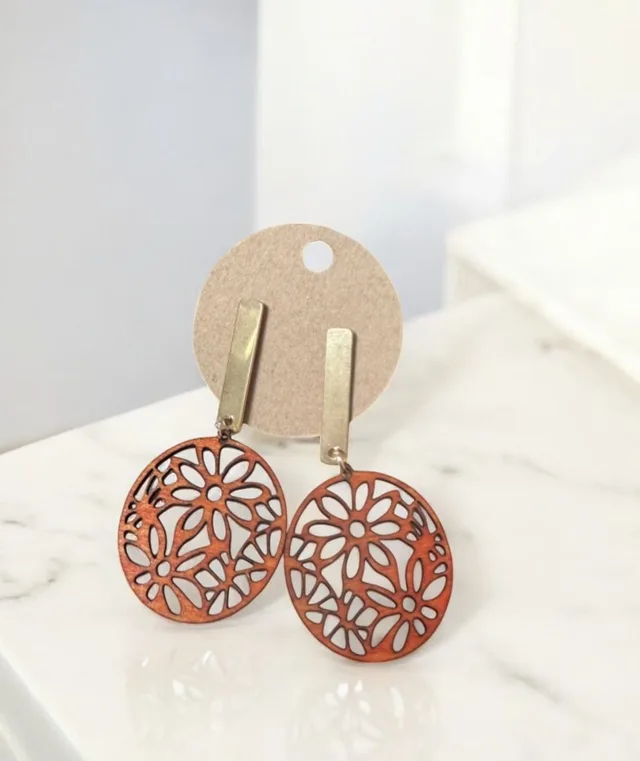 Boucles d'oreilles bois 100% création artisanale — vue 1
