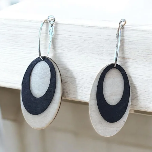 Boucles d'oreilles bois 100% création artisanale — vue 1
