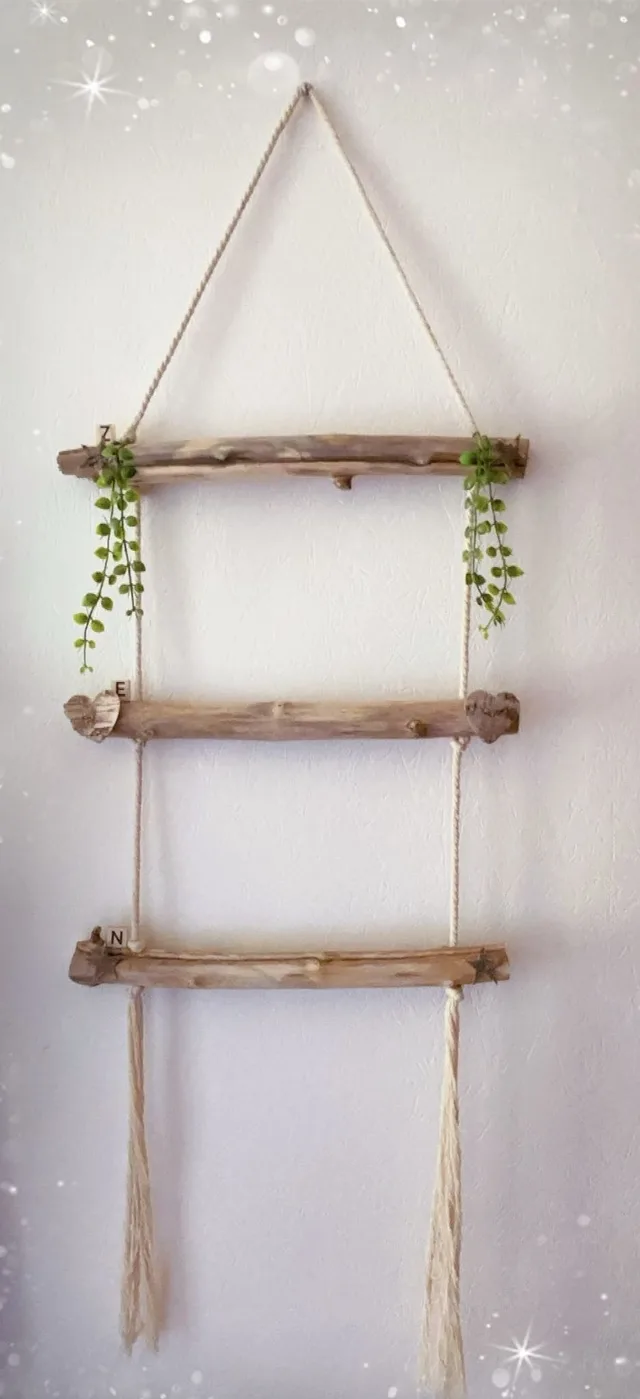 Support échelle (serviettes, vêtements, ........) en bois flotté personnalisable — vue 1