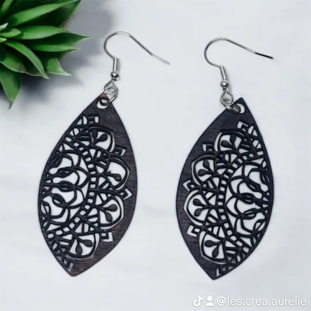 Boucles d'oreilles bois 100% création artisanale — vue 1
