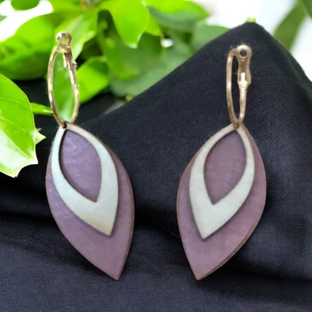 Boucles d'oreilles bois 100% création artisanale — vue 1